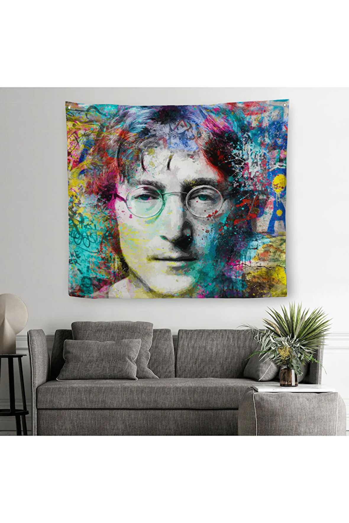 John Lennon Sokak Sanatı Kanvas Duvar Örtüsü-Halısı Street Art-5890