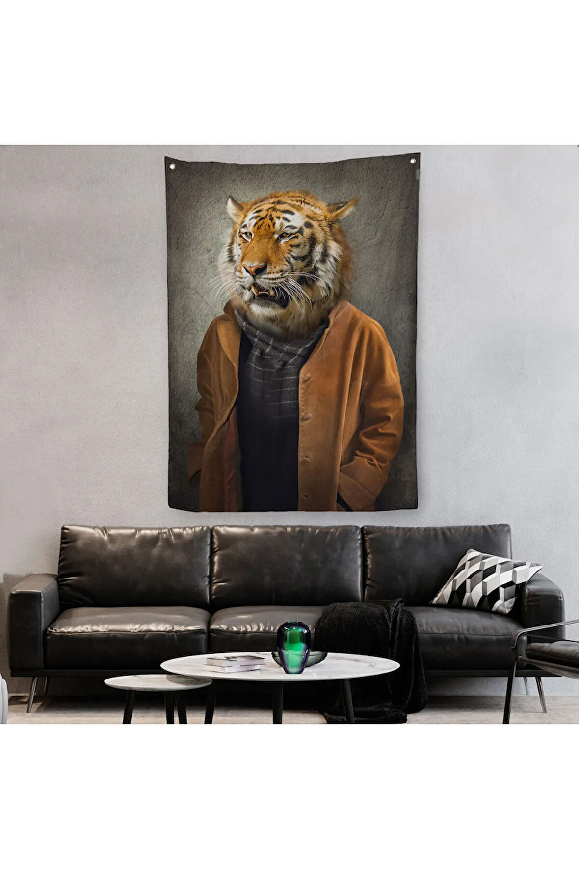 Kaplan Adam Dekoratif Duvar Örtüsü - Halısı-5938