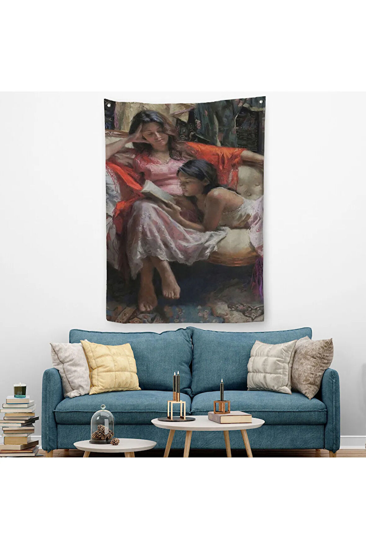 Anne ve Kızı Ortaçağ Duvar Örtüsü - Halısı-6040