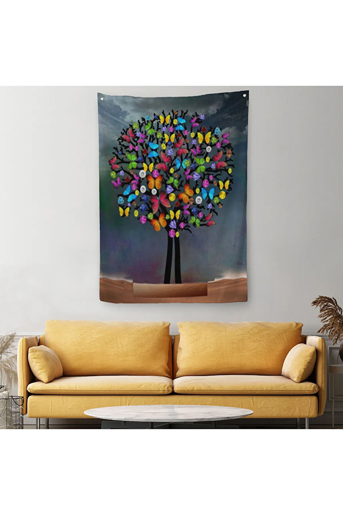 Kelebekler Ağacı Duvar Örtüsü-Halısı - Halısı-6050