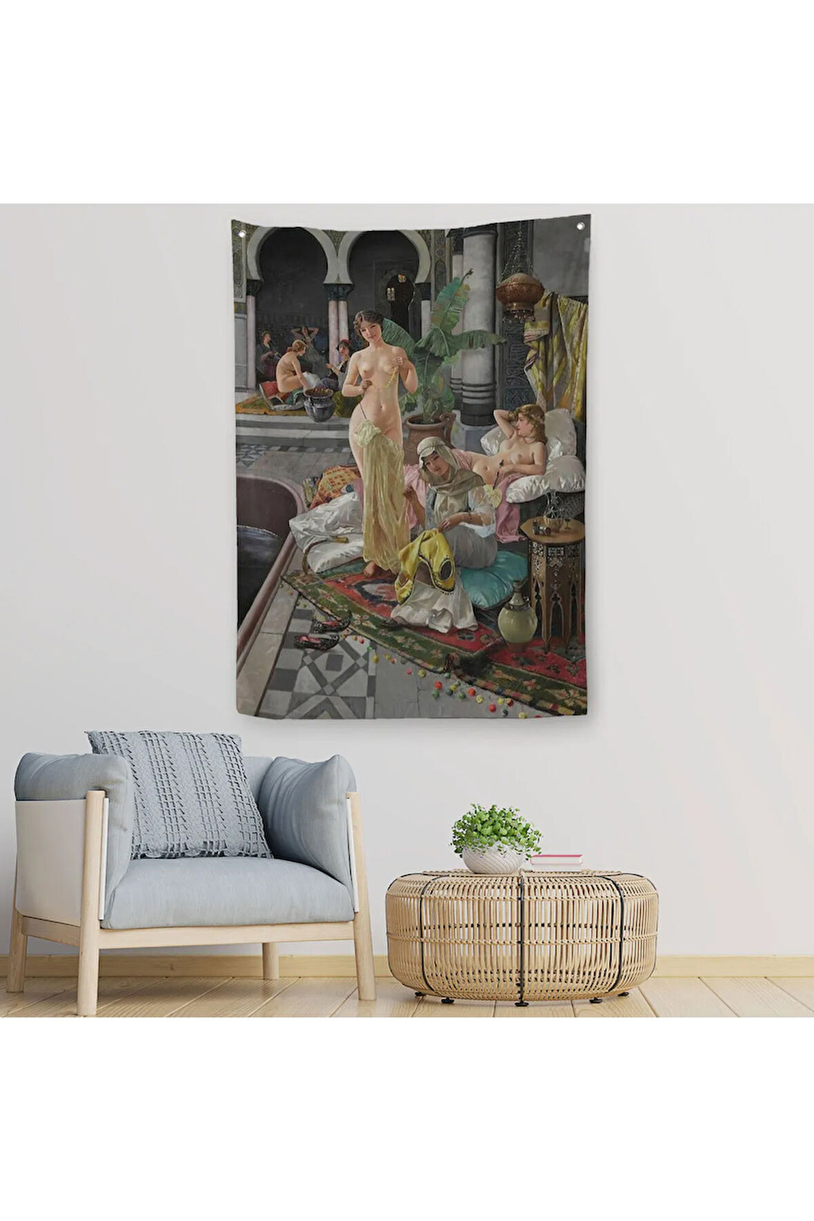 Osmanlı Kadınlar Hamamı Duvar Örtüsü-Halısı - Halısı-6054