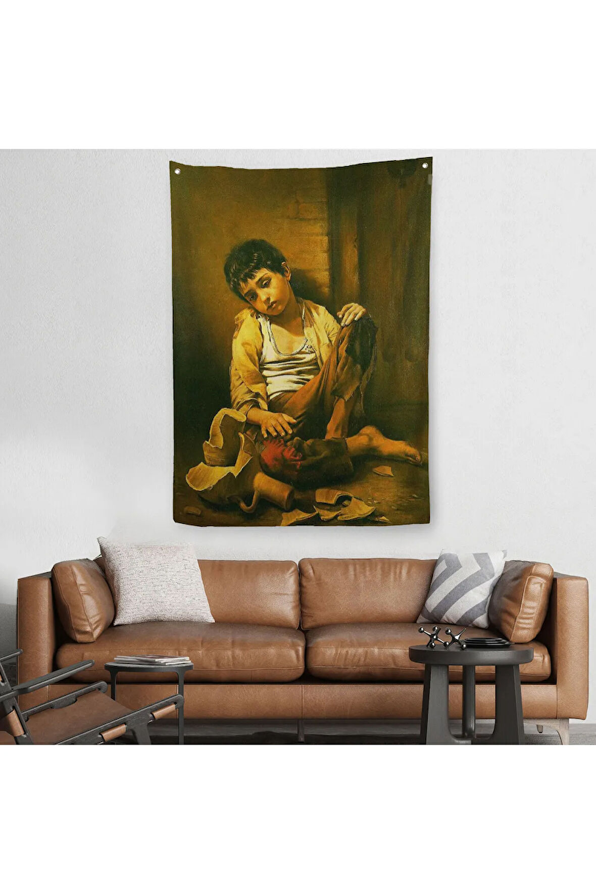 İranlı Ressam Morteza Kartouzıan Garip Çocuk Eseri Duvar Örtüsü - Halısı-6088