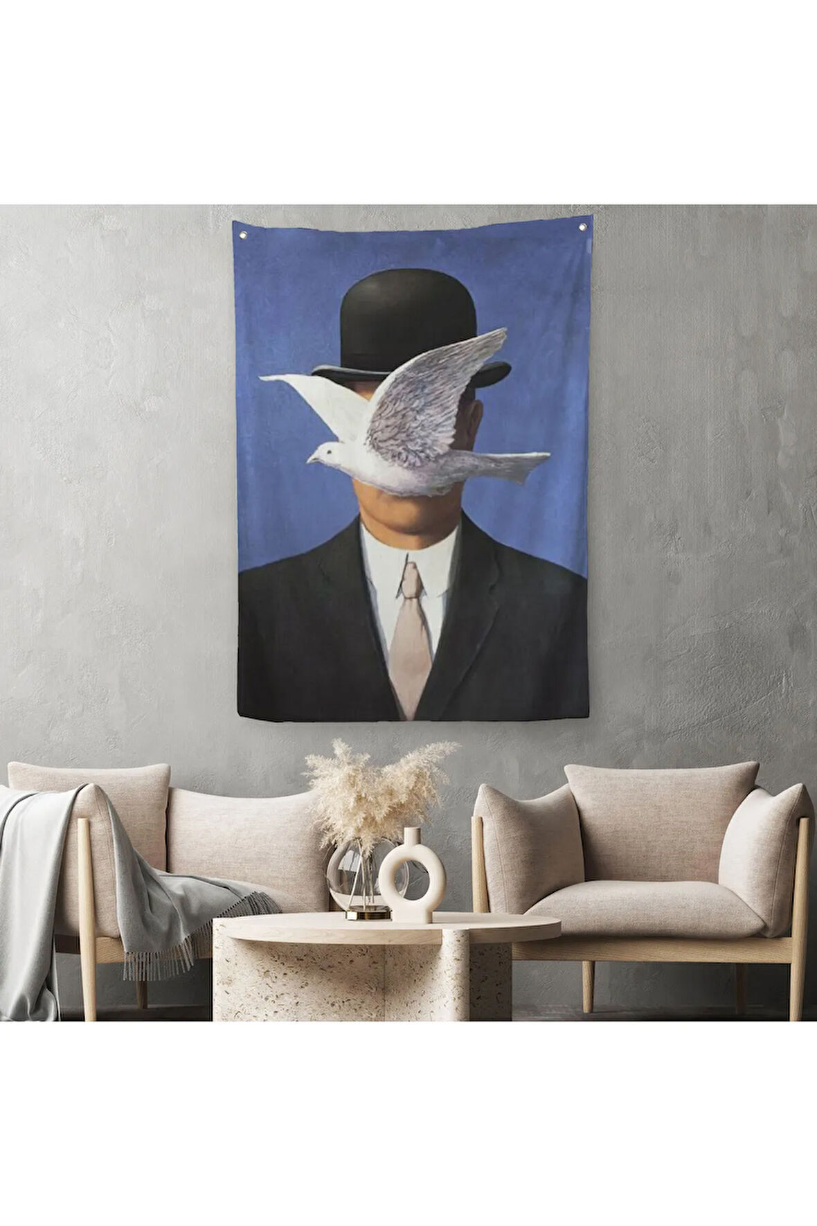 Melon Şapkalı Adam René Magritte Duvar Örtüsü - Halısı-6099
