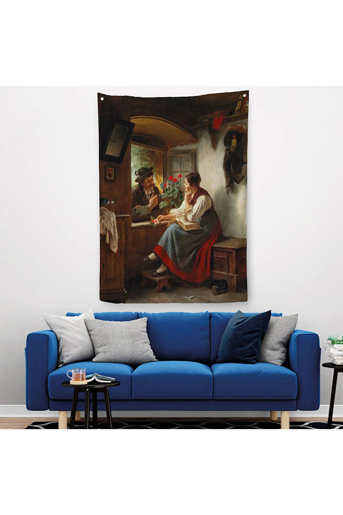 Ortaçağ Avrupası Sevgililer Duvar Örtüsü - Halısı-6103