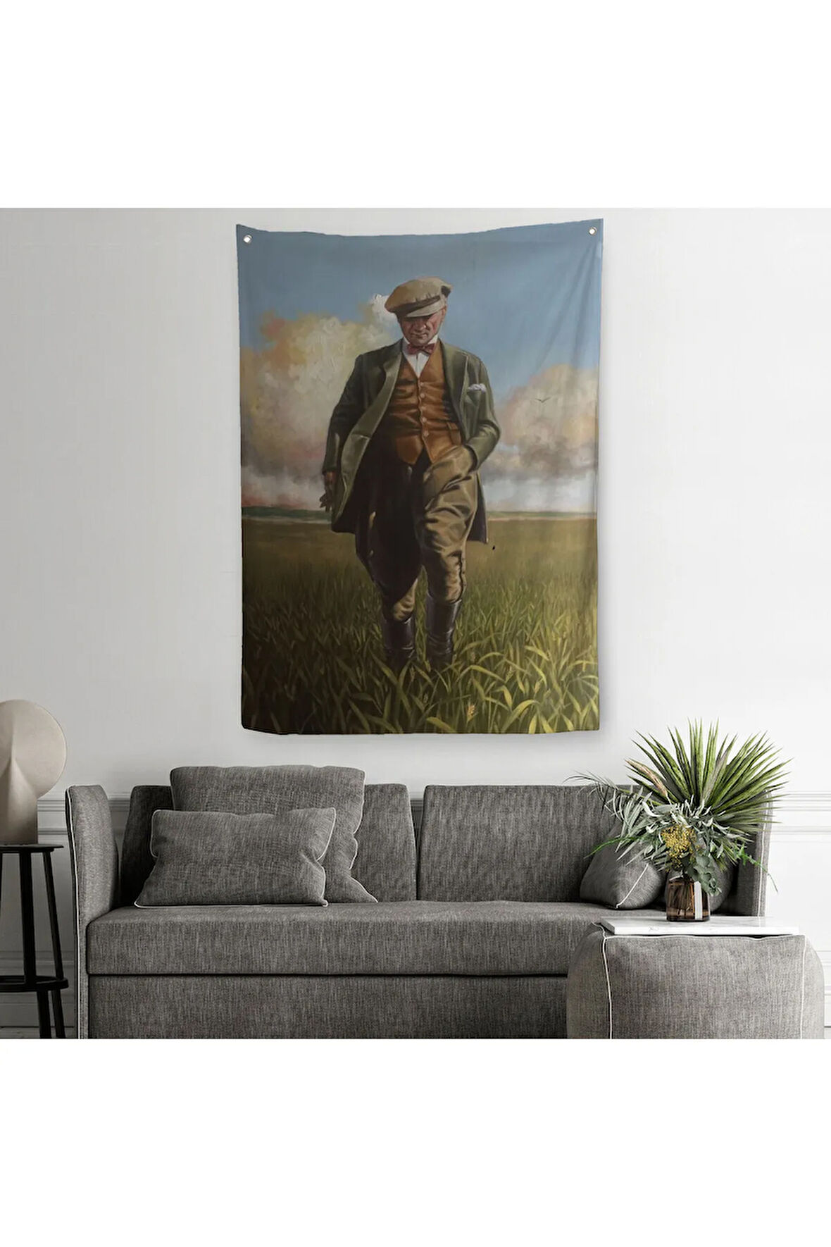 Tarlada Yürüyen Mustafa Kemal Atatürk Duvar Örtüsü - Halısı-6132