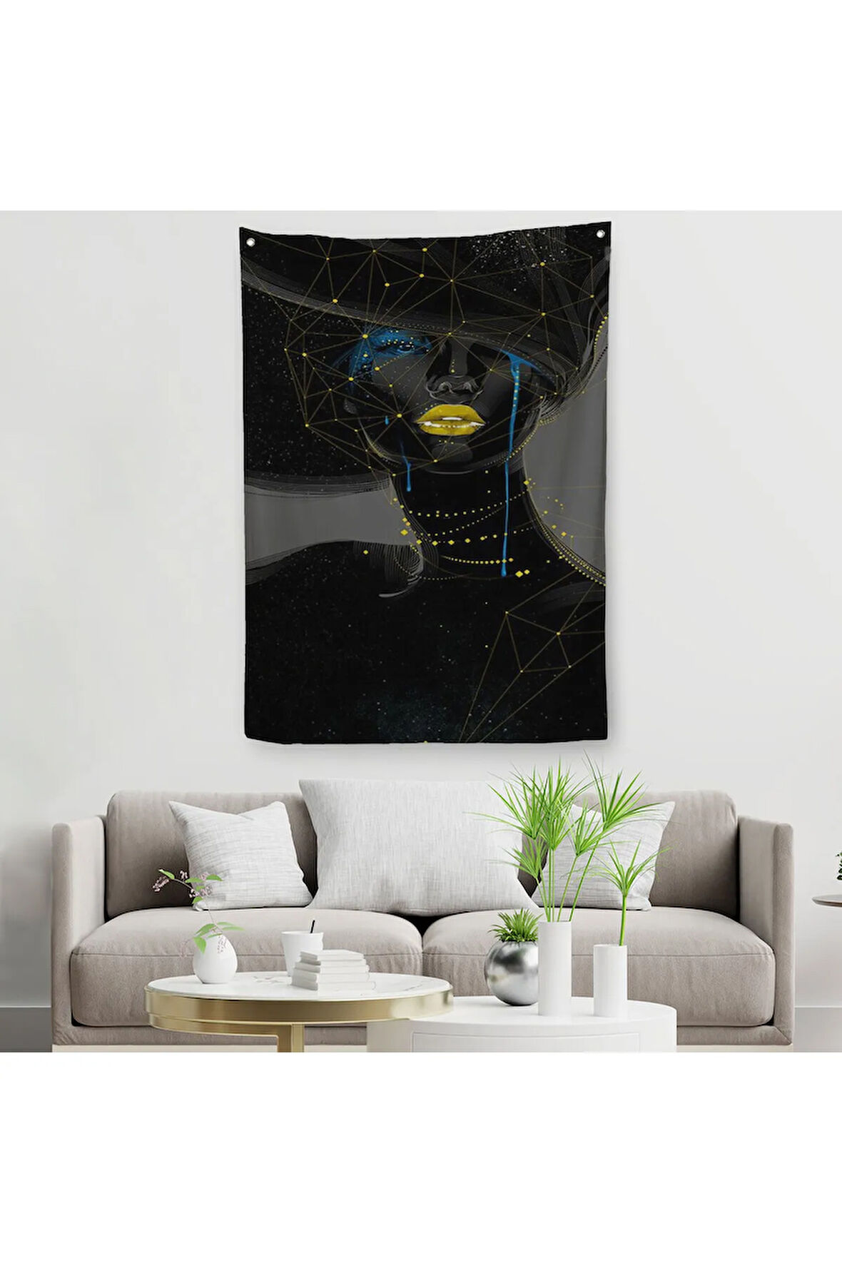 Sürreal Siyah Kadın Dekoratif Duvar Örtüsü - Halısı-6151
