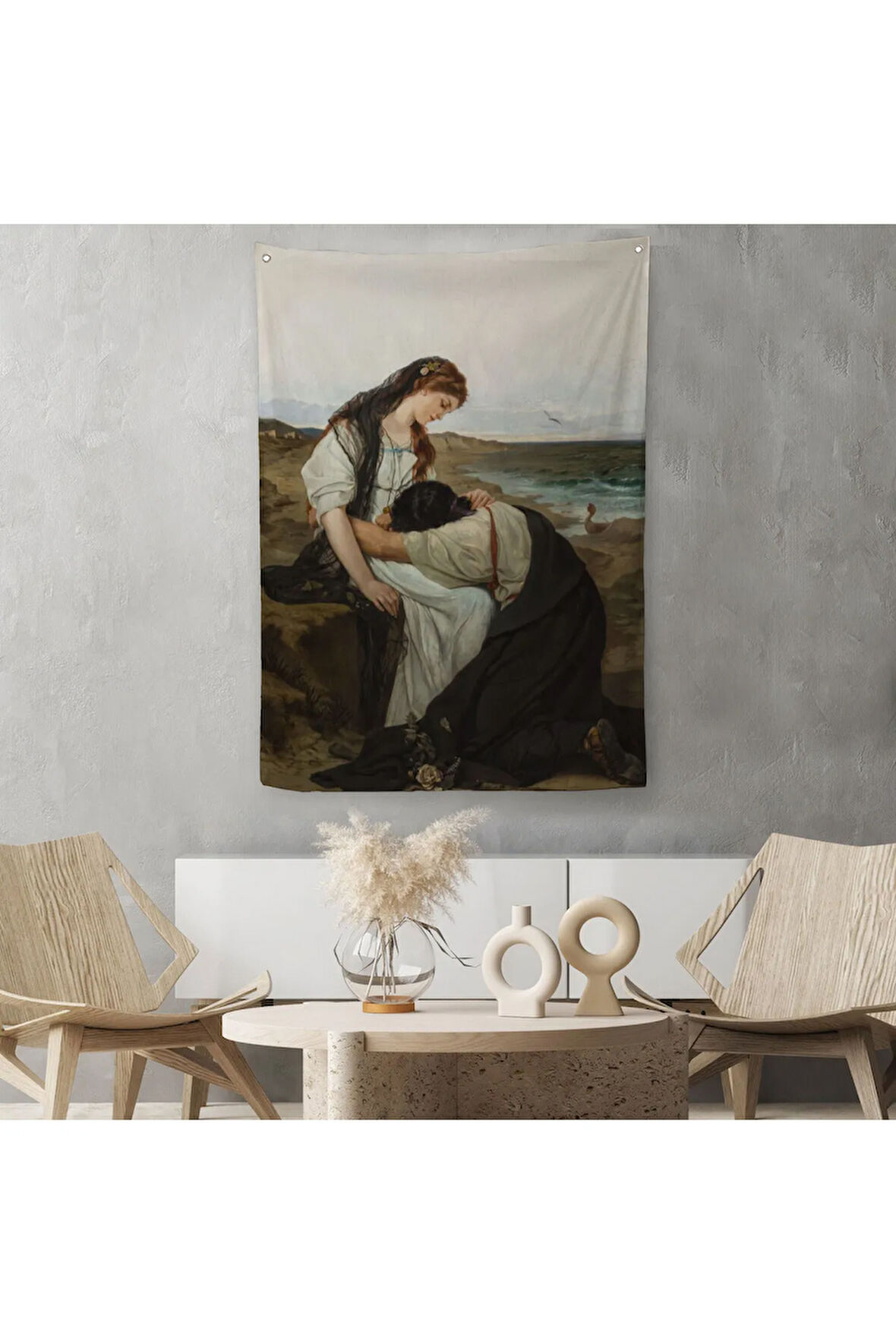 Hanus Knöchel'in Deniz Kıyısında İsimli Eseri Duvar Örtüsü - Halısı, On the Seashore -6180