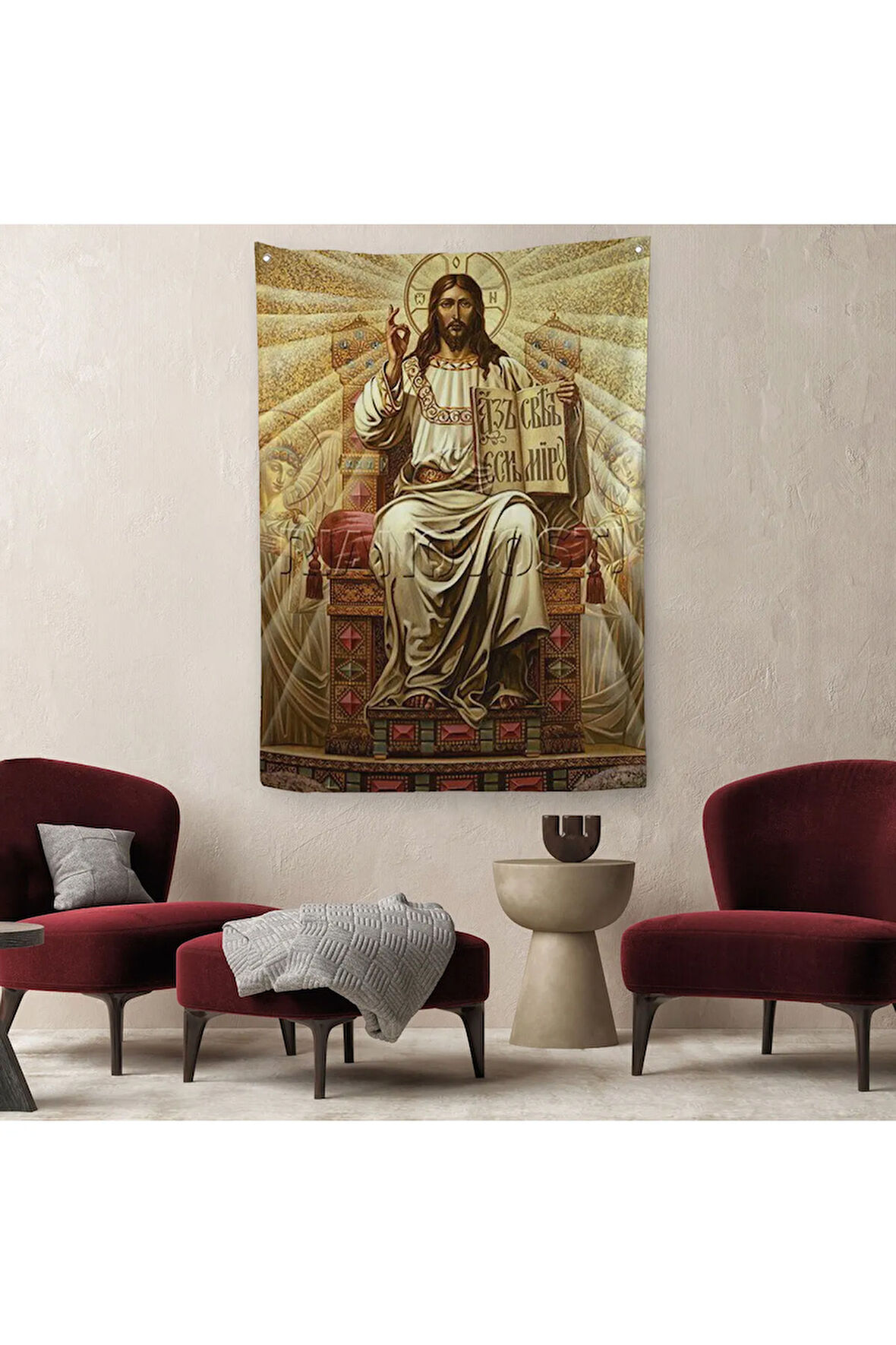 Hz İsa Duvar Örtüsü - Halısı, Long live Christ the King-6189