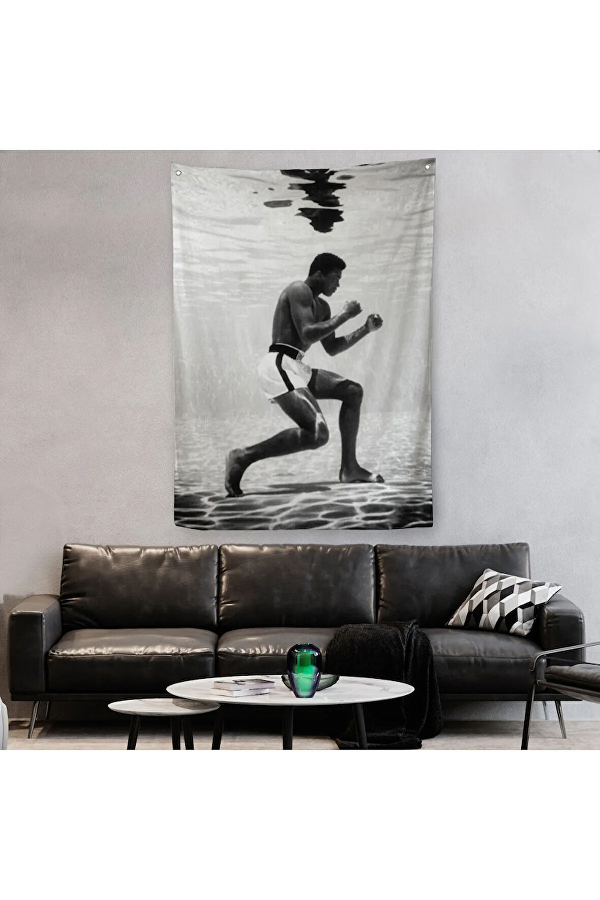 Su Altında Antreman Yapan Boksor Muhammet Ali Duvar Örtüsü-Halısı - Halısı-6204
