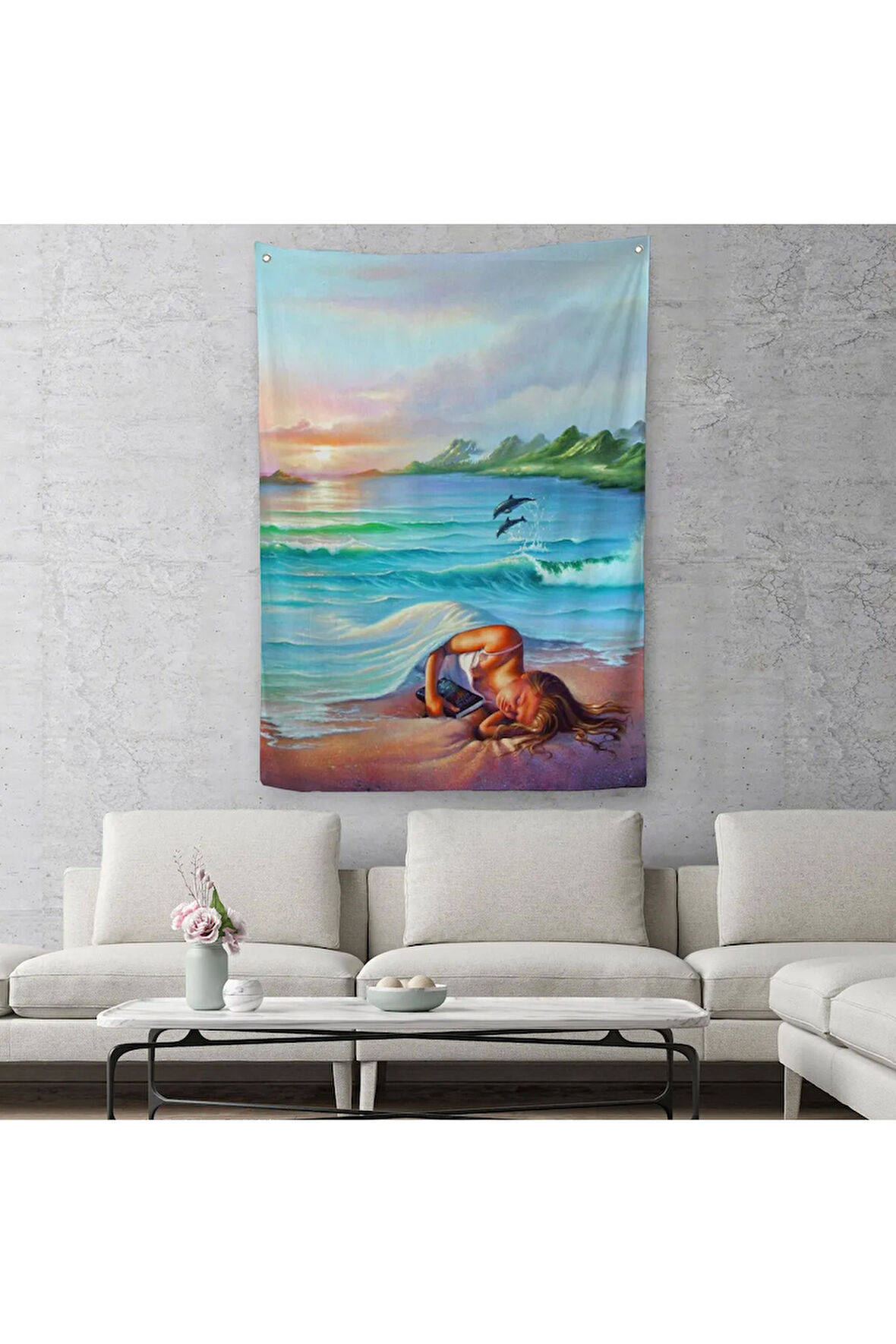 Okyanus Düşlerı Kuran Kız Duvar Örtüsü - Halısı-6209