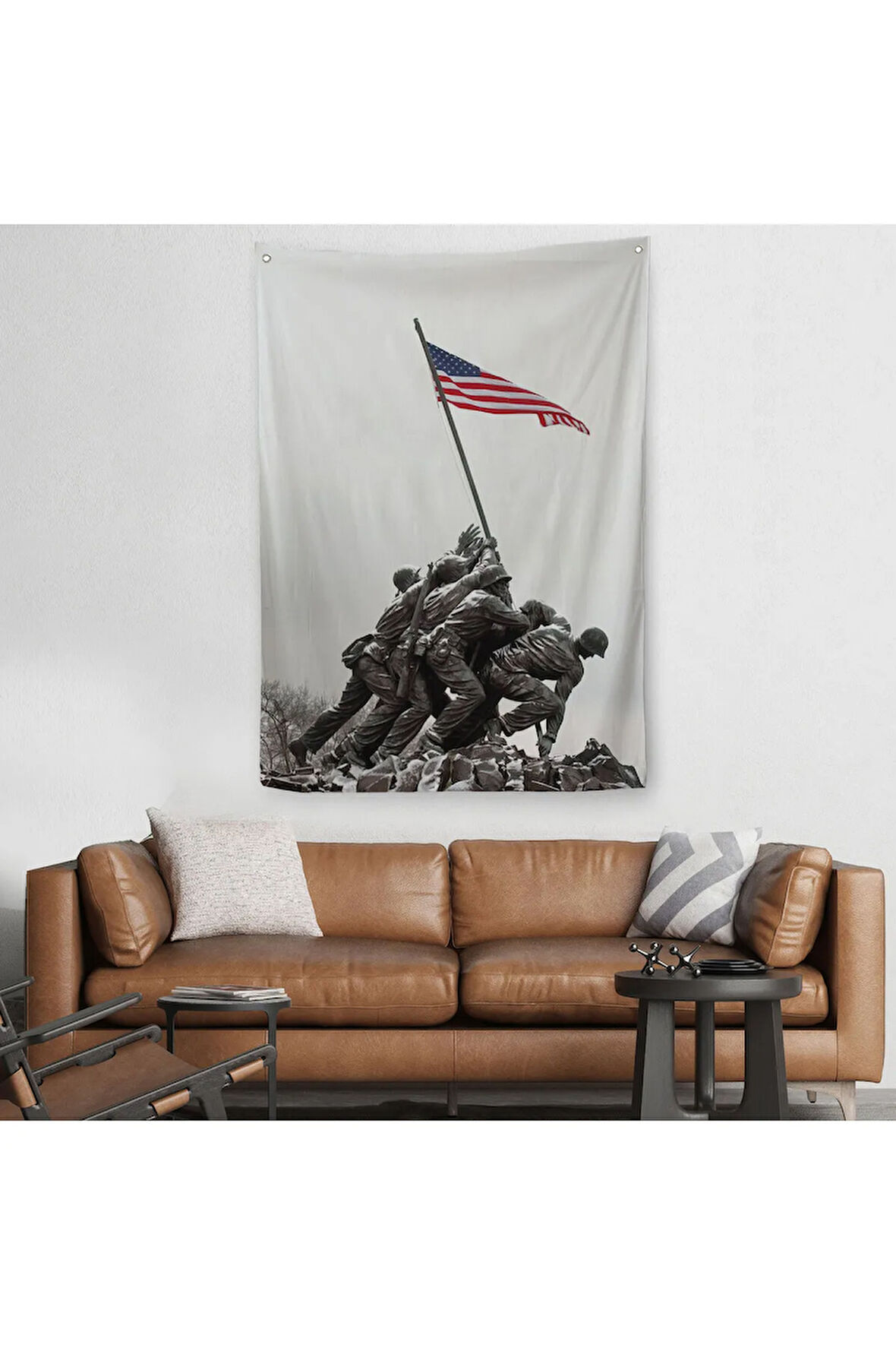 Amerika Bayrağı Diken Askerler Dekoratif Duvar Örtüsü - Halısı-6228