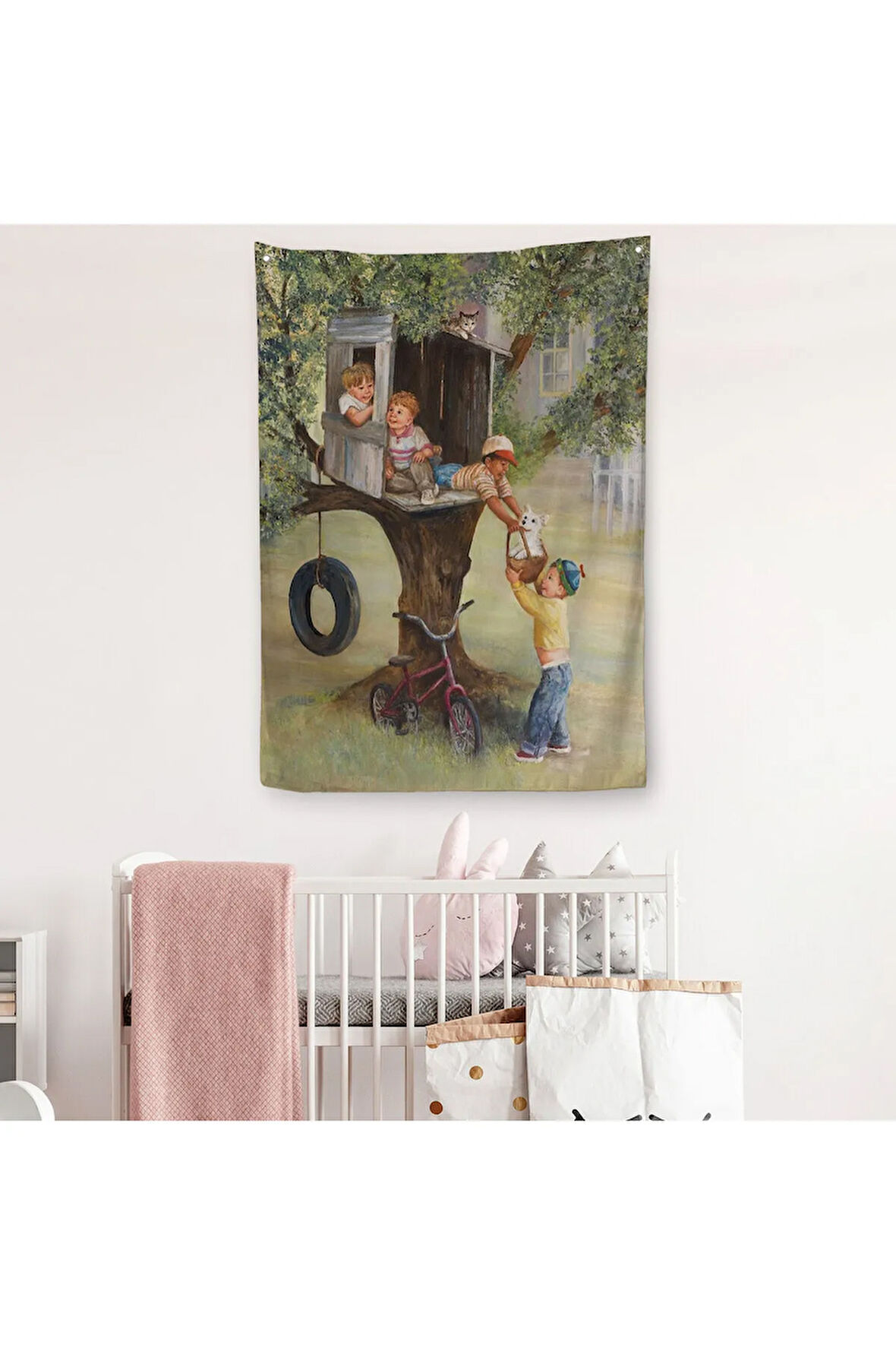 Dianne Dengel Ağaç Ev'de Oynayan Çocuklar Duvar Örtüsü - Halısı-6262