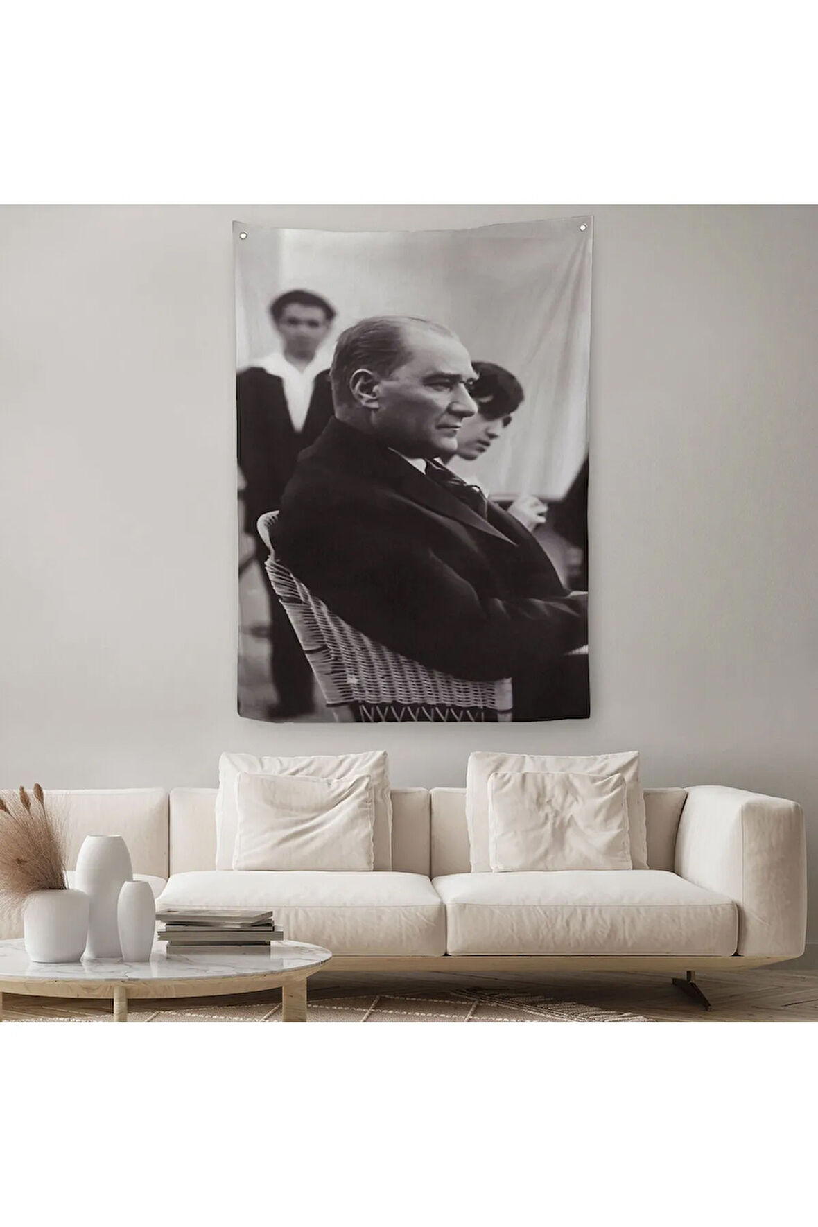 İskembe'de Oturan Mustafa Kemal Atatürk Duvar Örtüsü - Halısı-6315