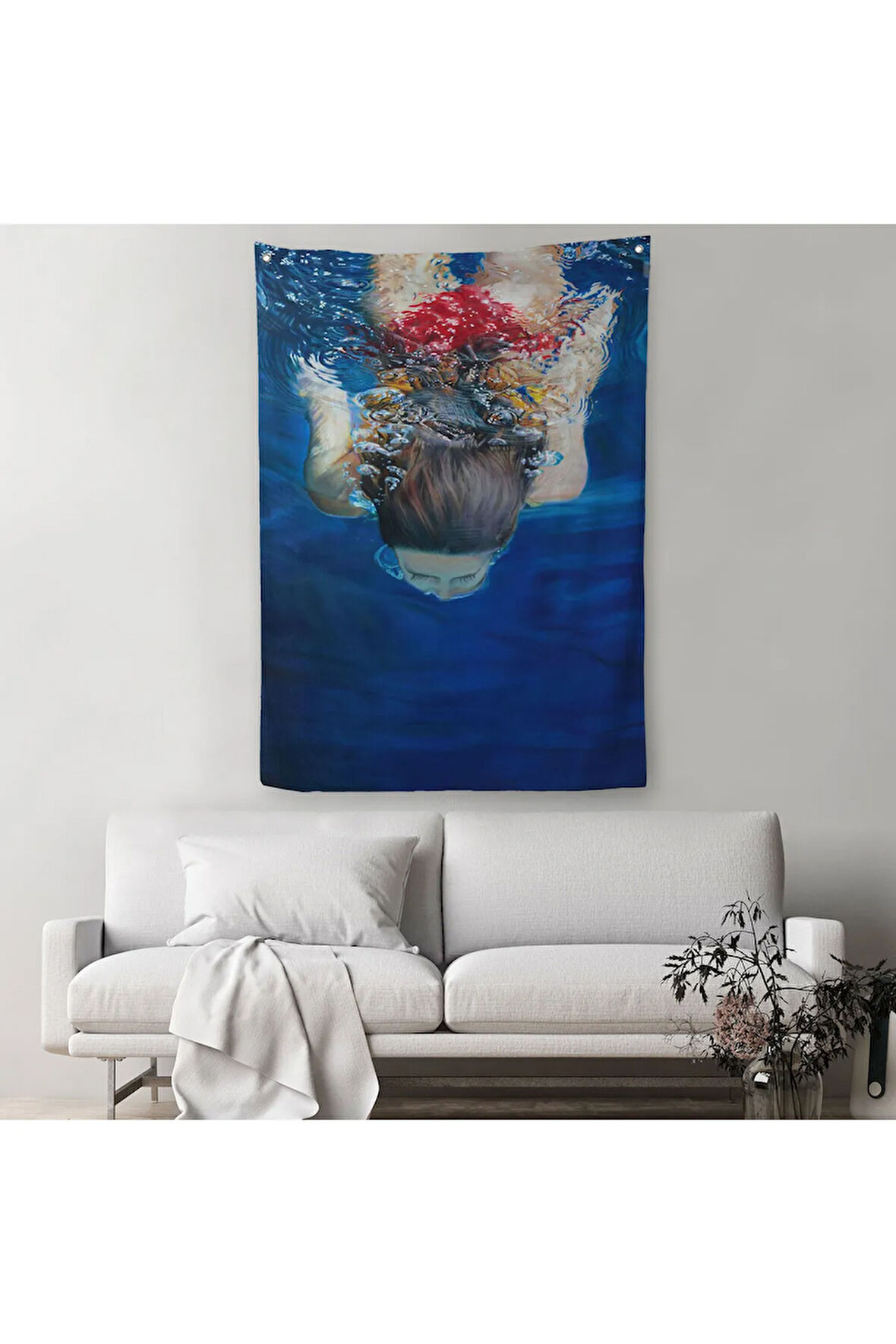 Su Altında Yüzen Kız Duvar Örtüsü - Halısı-6318