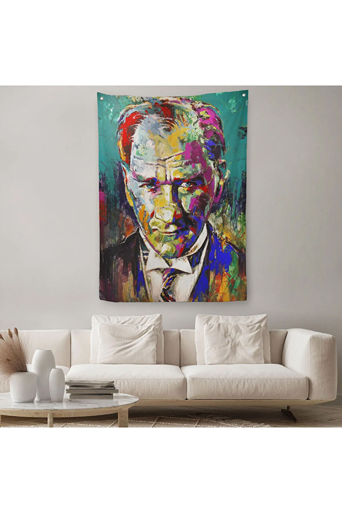 Renkli Mustafa Kemal Atatürk Duvar Örtüsü - Halısı-6327