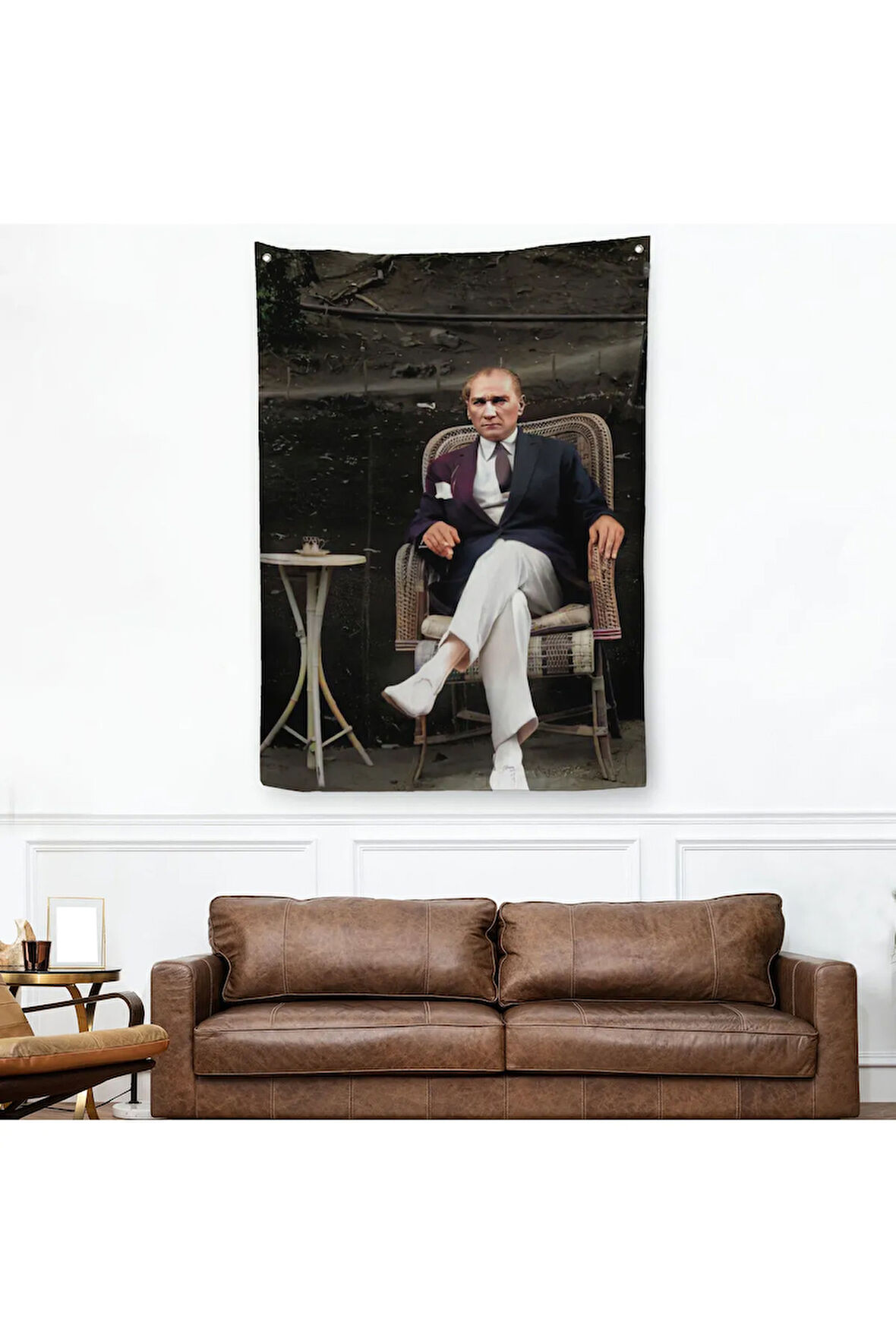 Mustafa Kemal Atatürk'ün Sandalyede Oturan Duvar Örtüsü-Halısı -6379