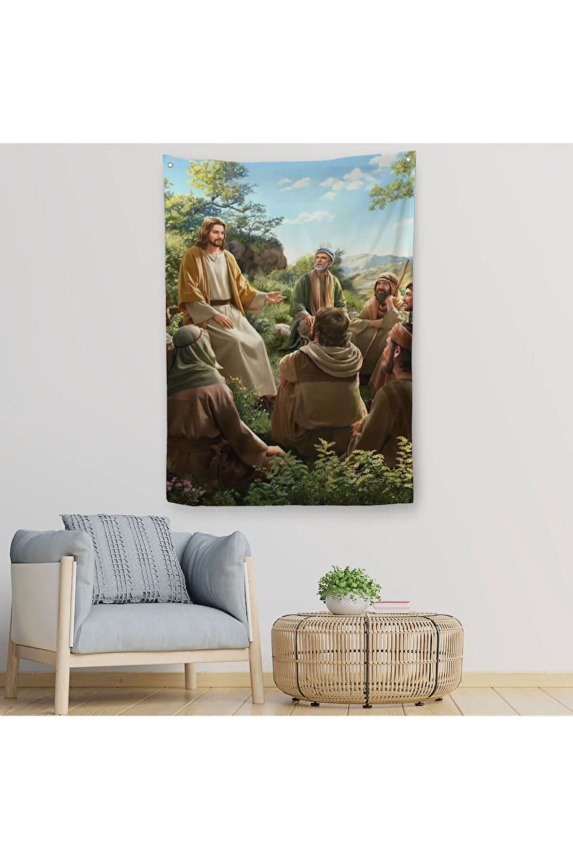 İsa Mesih Havarilerine Ders Veriyor, Hristiyan Hediye Duvar Örtüsü-Halısı Jesus Christ -6382