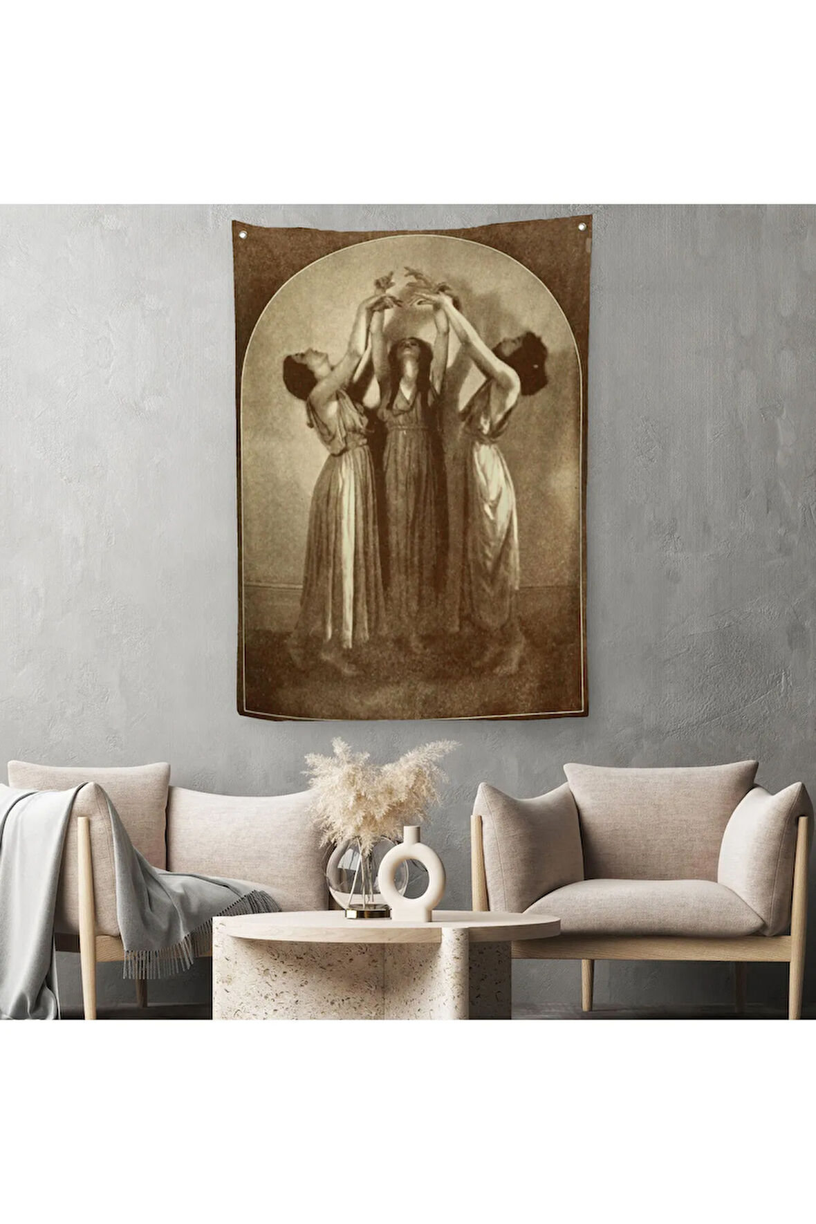 Şabat Ayinin de Dans Eden Kadınlar Dekoratif Duvar Örtüsü-Halısı Halloween -6385