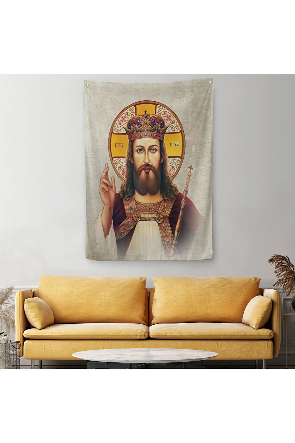 Hz İsa Duvar Örtüsü-Halısı, Kilise Hediyesi Long live Christ the King Jesus Christ -6387