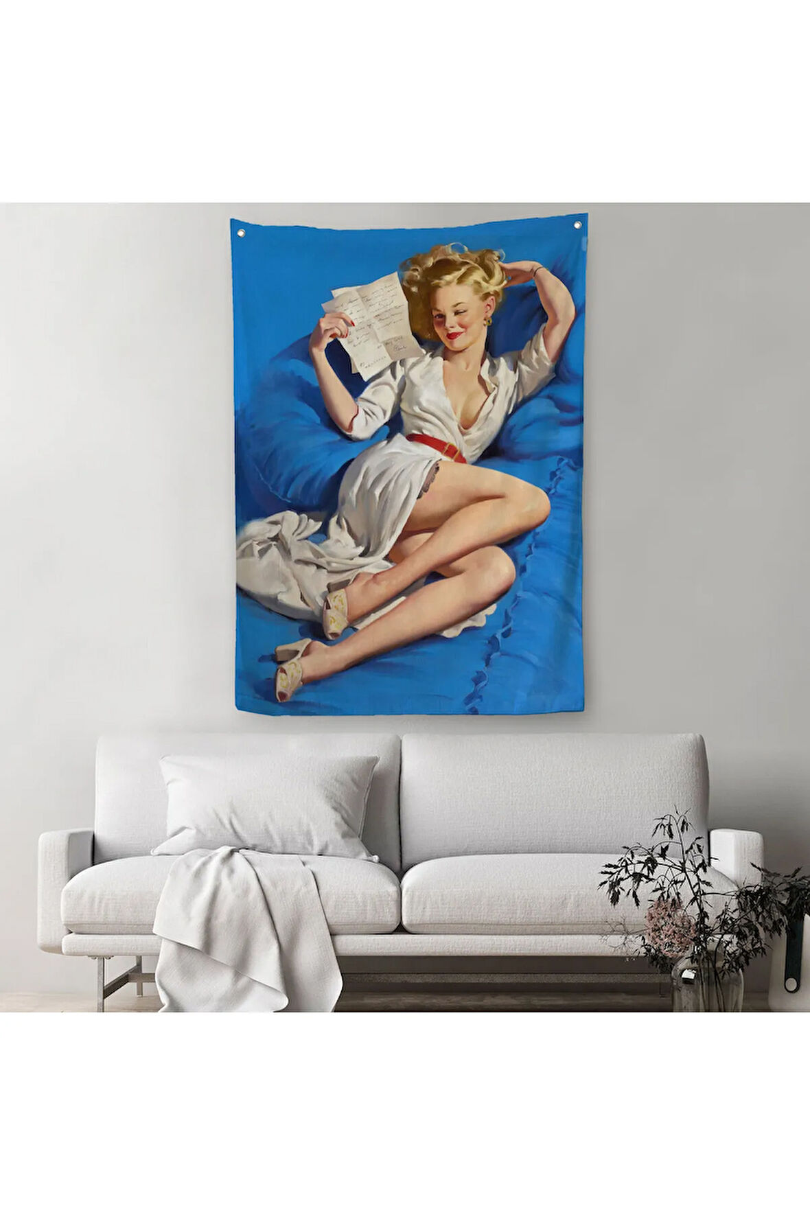 Gil Elvgren Pin-up Aşk Mektubu Duvar Örtüsü-Halısı-6449