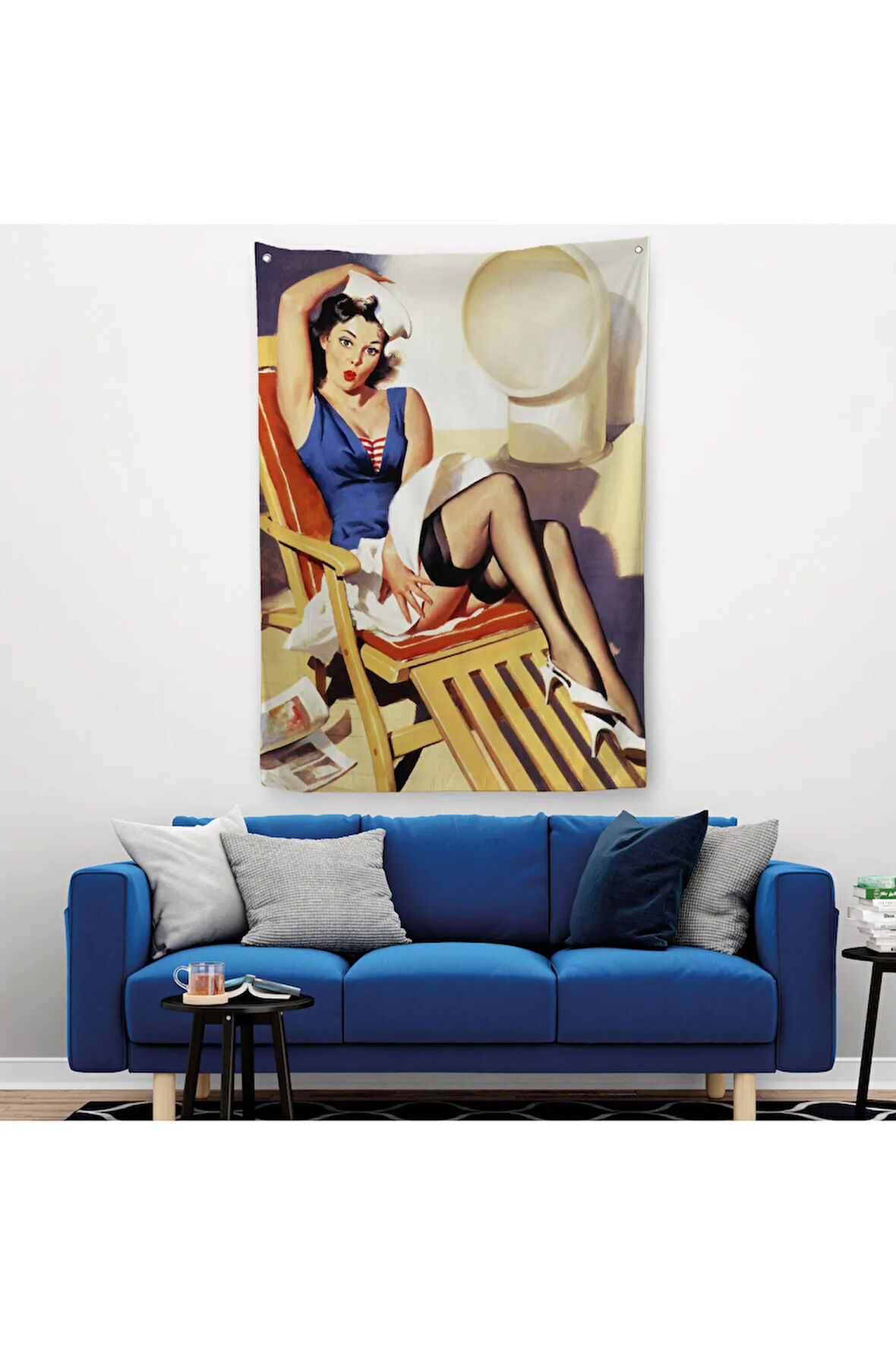 Sailor Pin Up Dekoratif Duvar Örtüsü-Halısı - Denizci Kız-6459