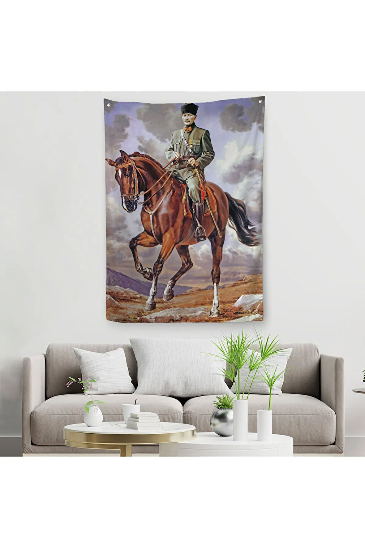 At Üstündeki Mustafa Kemal Atatürk Duvar Örtüsü-Halısı-6462