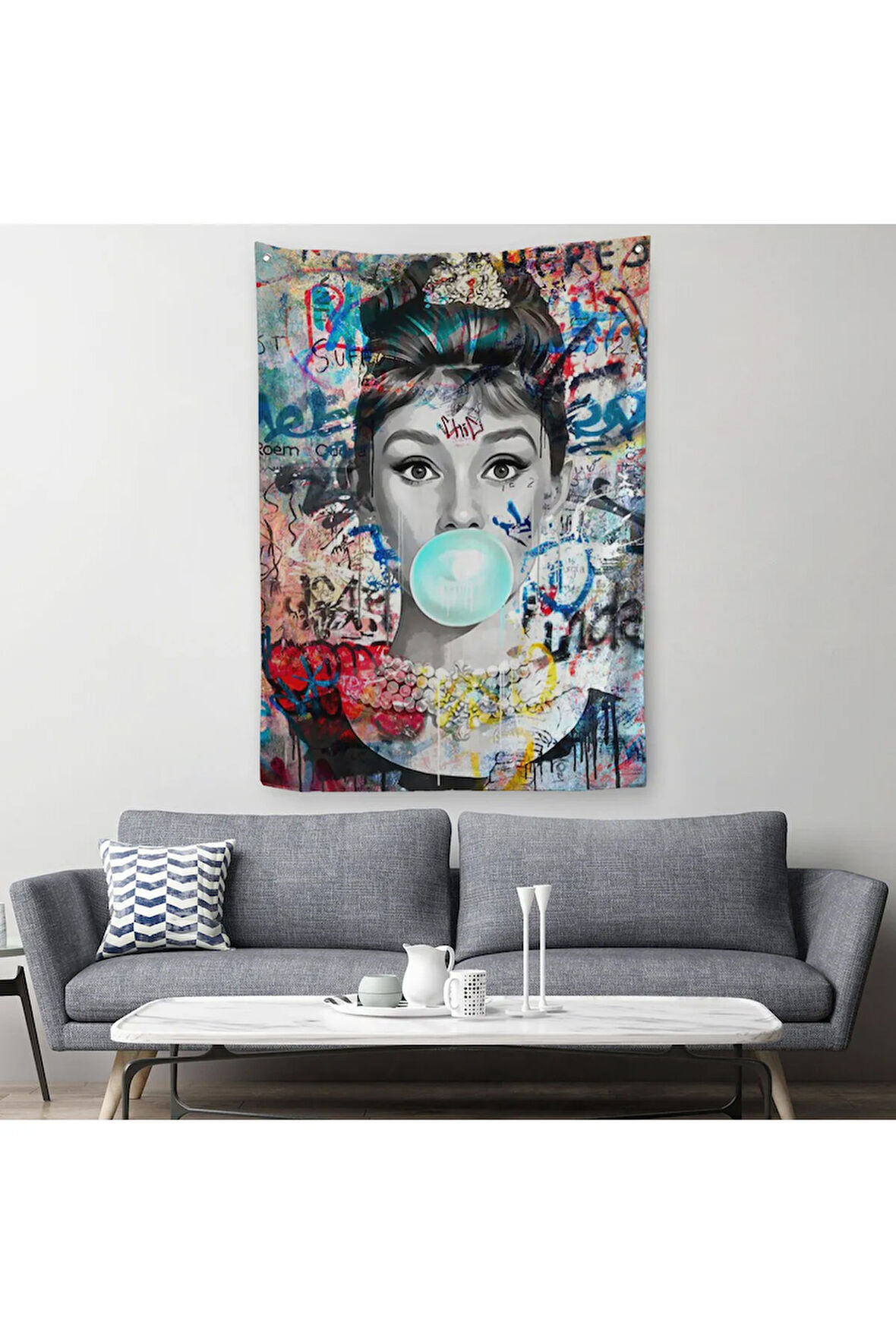Audrey Hepburn Graffiti Pop Art Duvar Örtüsü-Halısı-6470