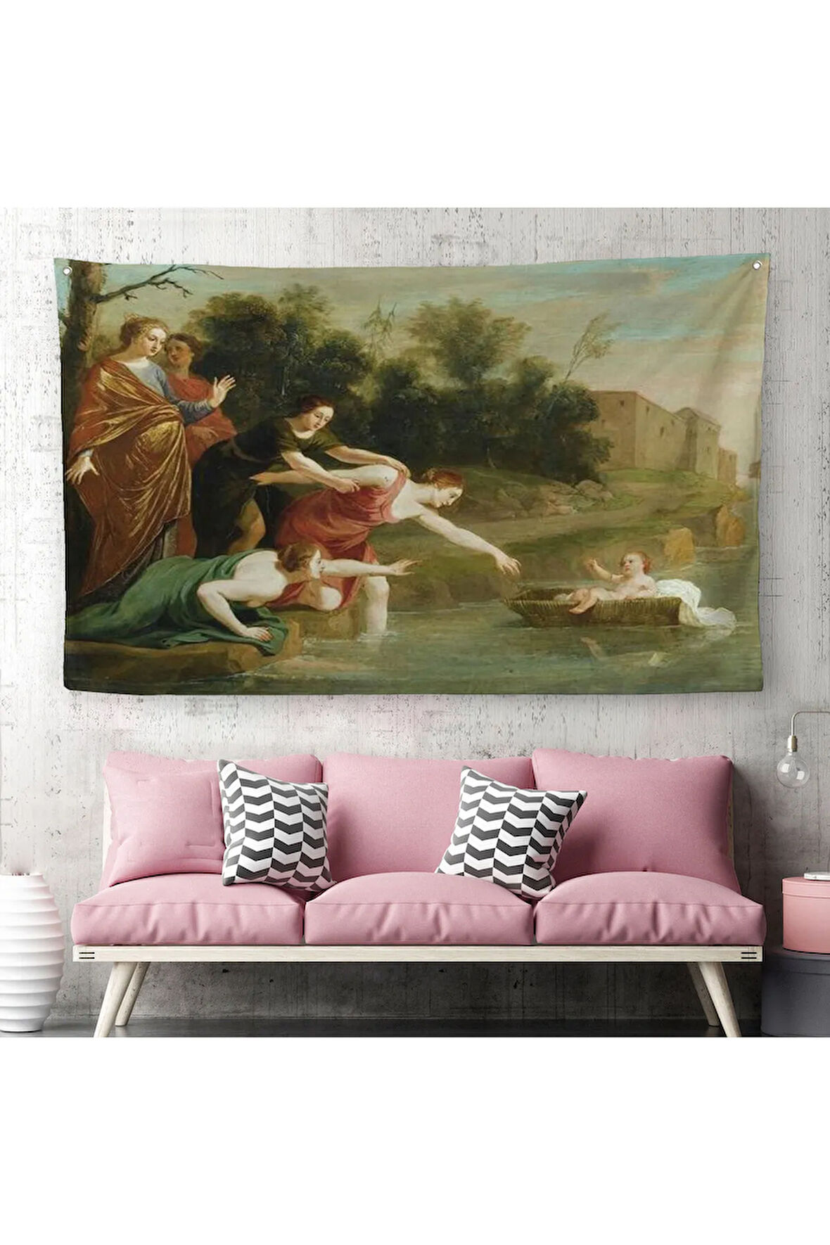 Jacques Stella - Musa'nın Bulunuşu Duvar Örtüsü-Halısı - The Finding of Moses-6579