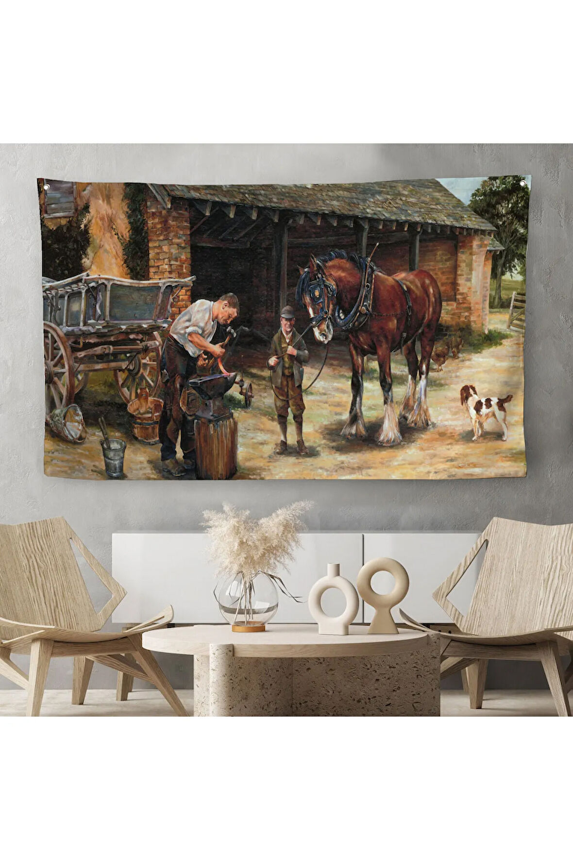 Ortacağ Alman Köy Yaşamı Duvar Örtüsü-Halısı-6606