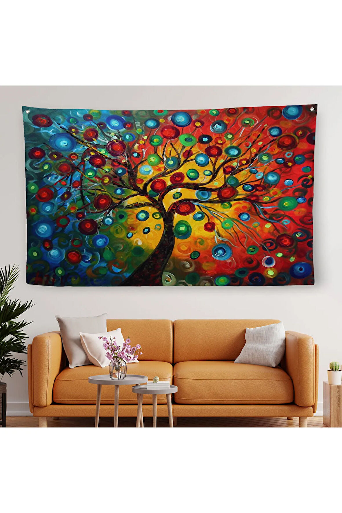 Sürreal Ağaçtaki Renkler Senfonisi Duvar Örtüsü-Halısı-6625
