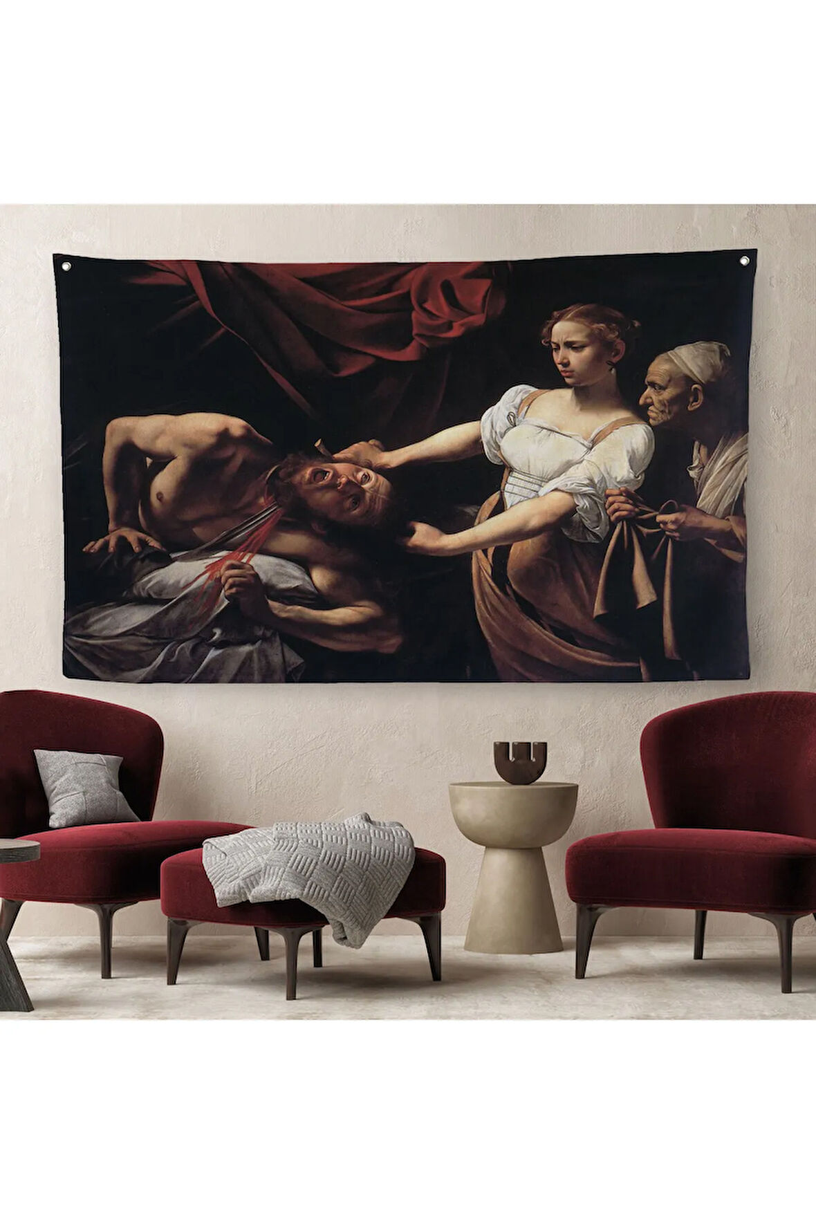 Jean Caravaggio Judith Holofernes'in Başını Keserken Duvar Örtüsü-Halısı-6646