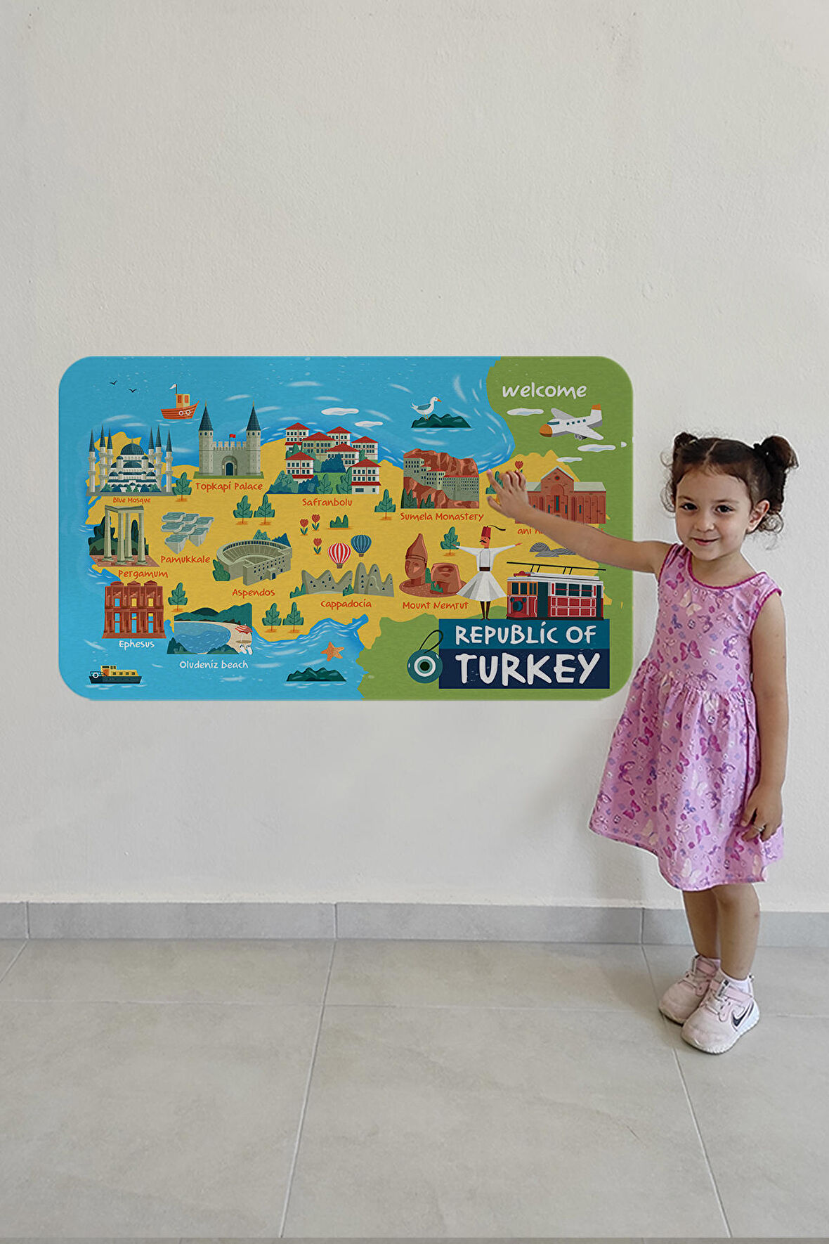 Harita Sepeti Eğitici ve Öğretici Dekoratif Çocuk Odası Türkiye Haritası Duvar Sticker 3871