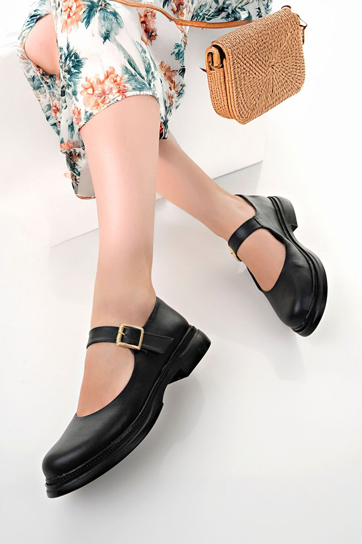 Mary Jane Mokosen Loafer Babet Günlük Rahat Hafif Trend Kemerli Babet Ayakkabı