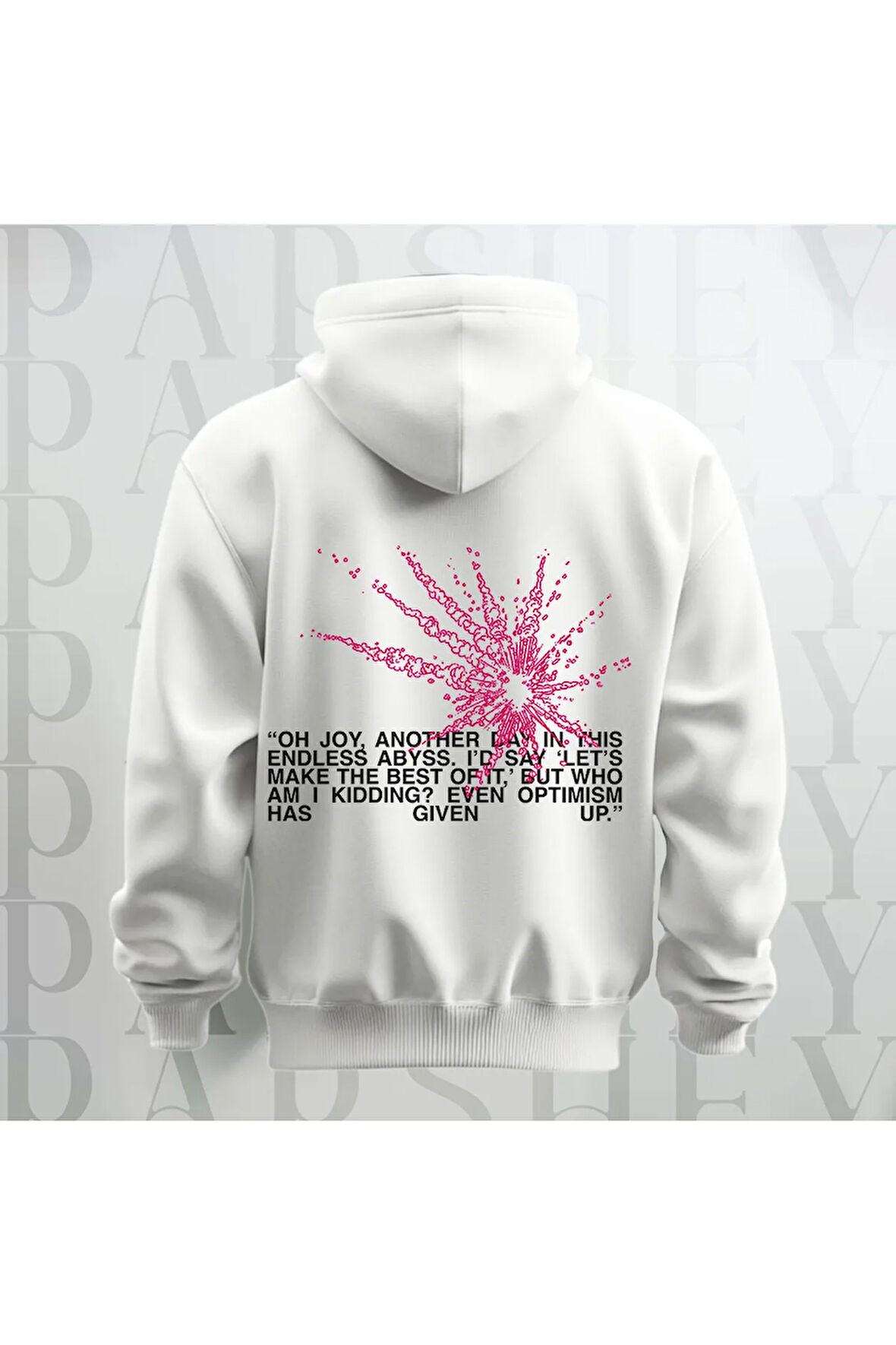 Has Given Up Beyaz Kapüşonlu Sweatshirt Kalın Kumaş