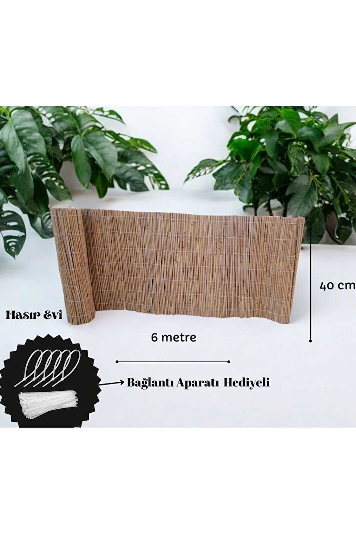 40 cm x 6 Metre Kamış Hasır Çit Hasır Balkon Çiti