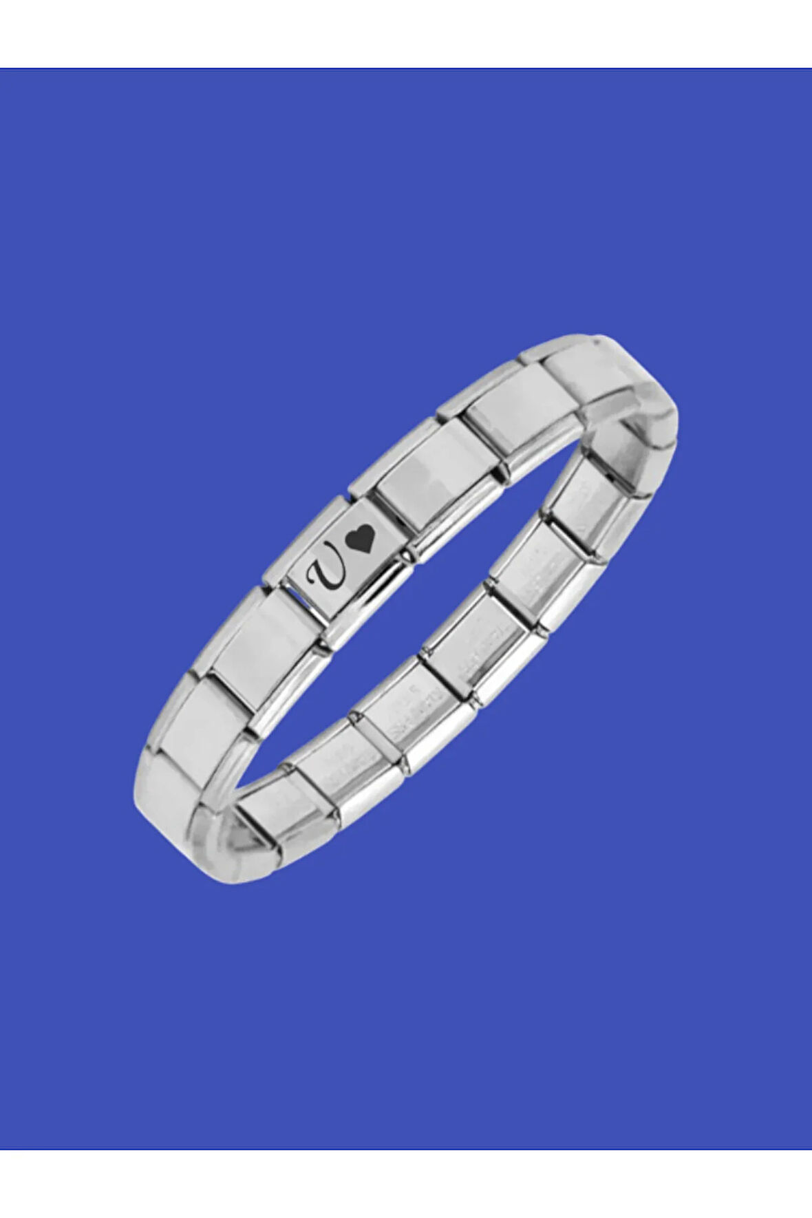 Çelik Bileklik İtalyan Charmlı Kalpli Harfli Kararmaz Solmaz En Güzel Hediye 1 Adet Uniseks Kutulu