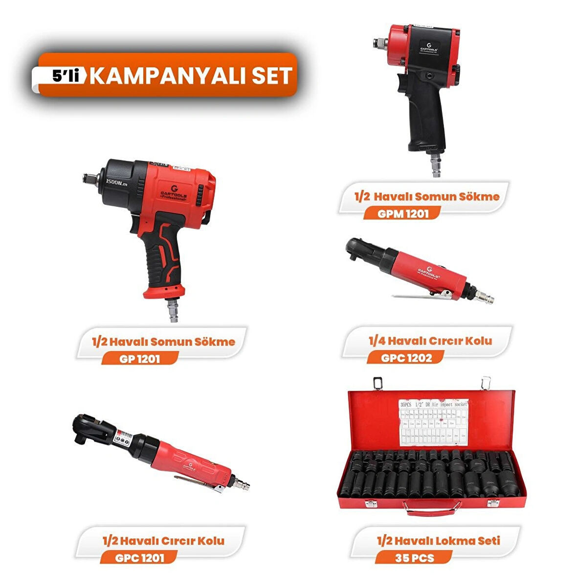 Havalı El Aletleri 5'li Kampanyalı Set