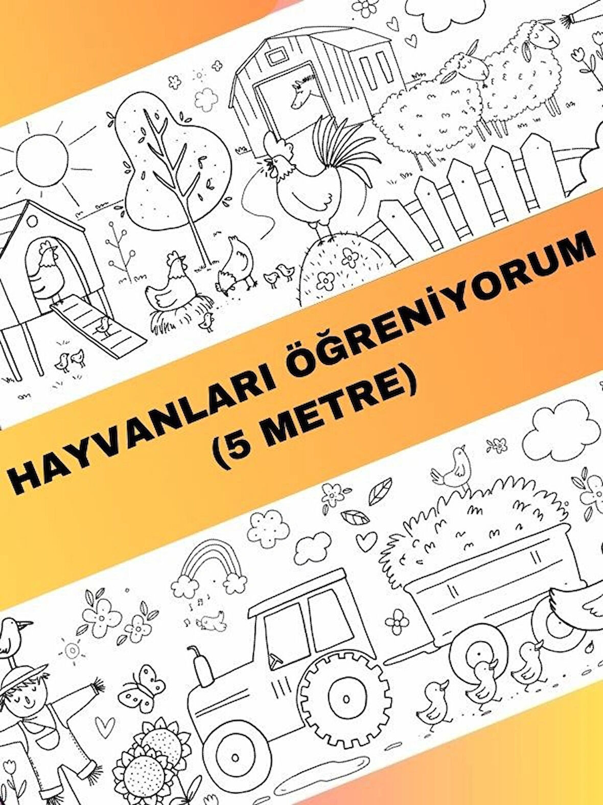 Hayvanları Öğreniyorum Boyama Kağıdı Çiftlik Hayvanları – 5 Metre