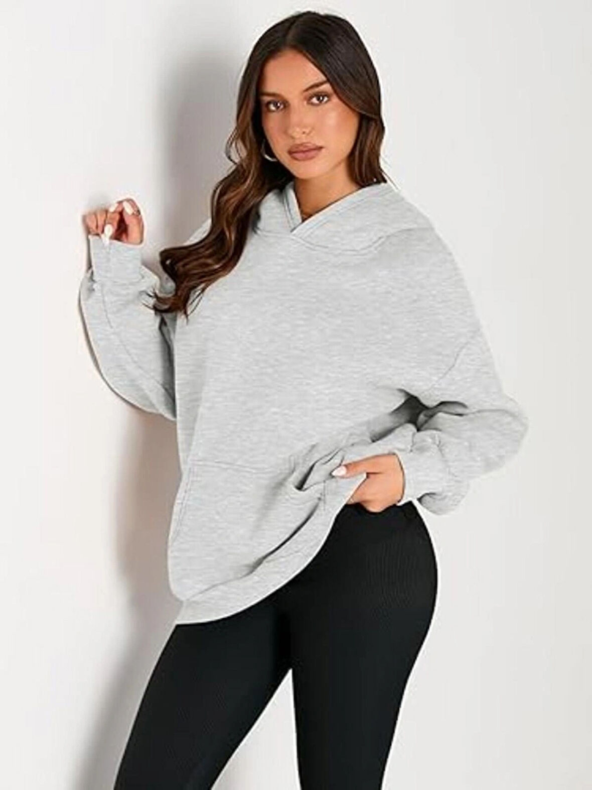 Gri Kapşonlu Model Oversize Kalıp Regular UNİSEX Sweatshirt