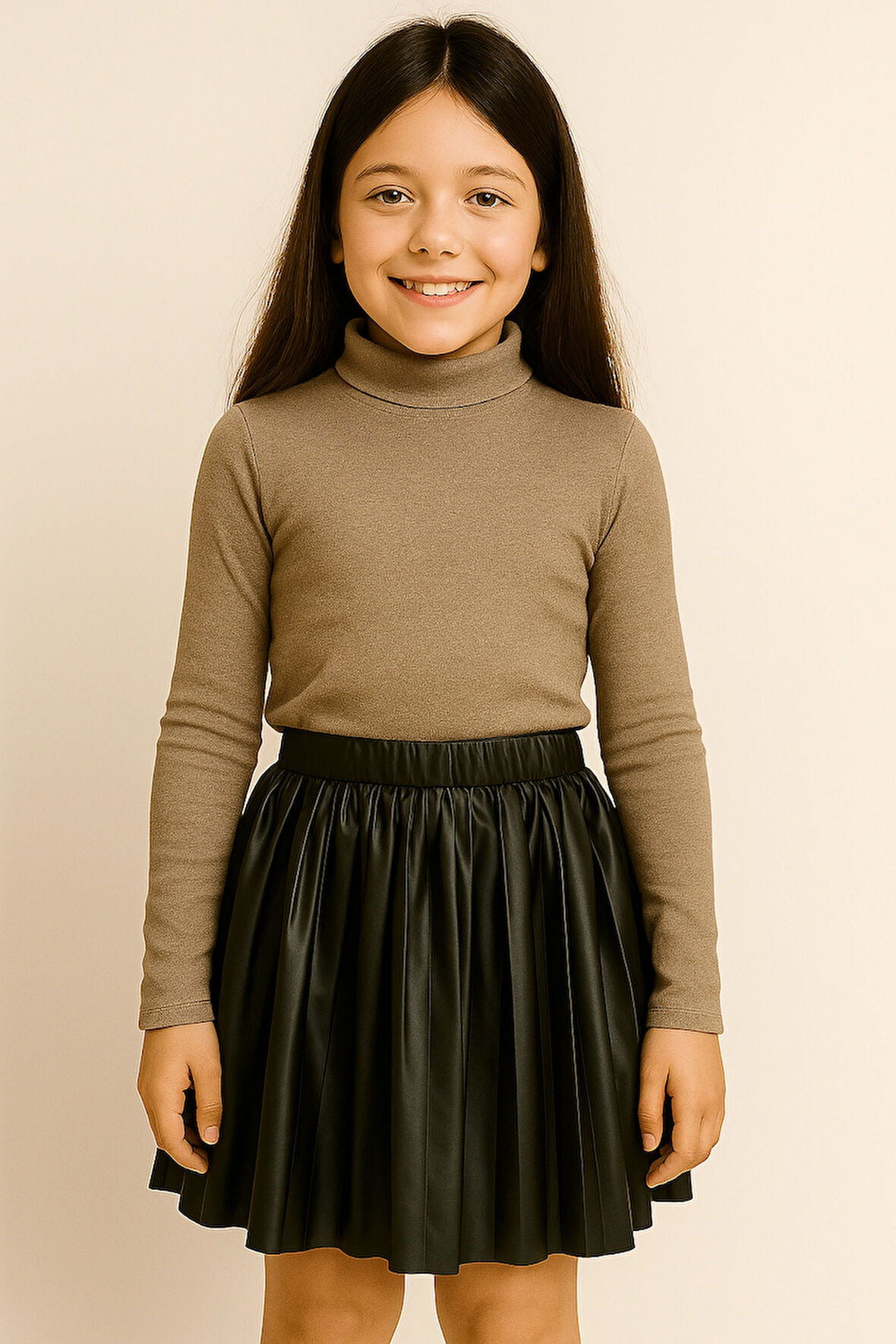 Kız çocuk suni deri garson boy etek