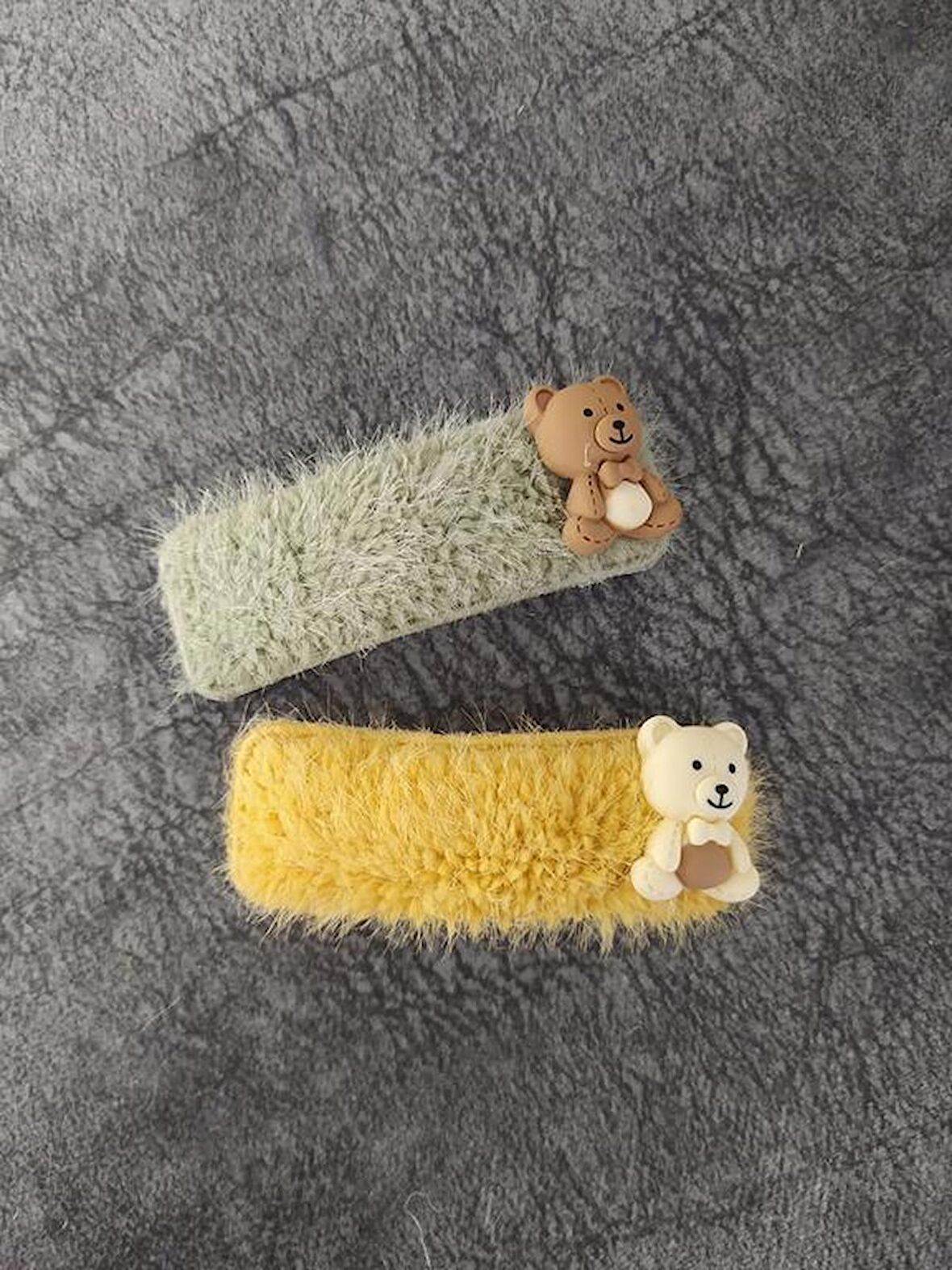 Ayıcık Peluş Sevimli Renkli Tokalar Sevimli Kız Çocuk Saç Aksesuarları 