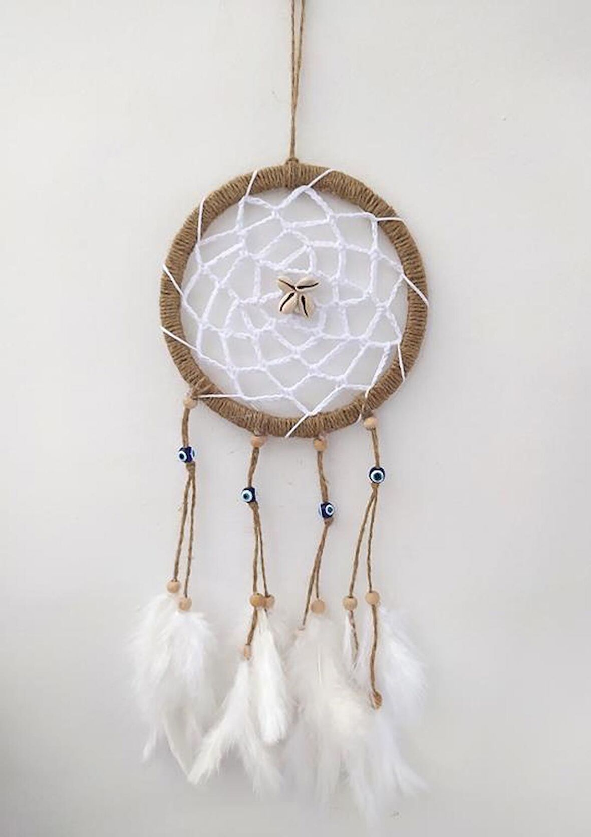 Hdmarketim Nazar Boncuklu Düş Kapanı Dreamcatcher Kuş Tüyü Duvar Süsü    