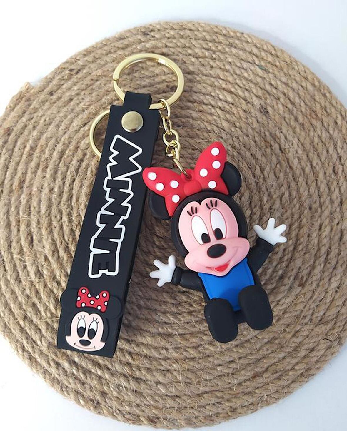 Sevimli Bebek Minnie Mouse Silikon Anahtarlık Çanta Süsü Oyuncak Aksesuar 