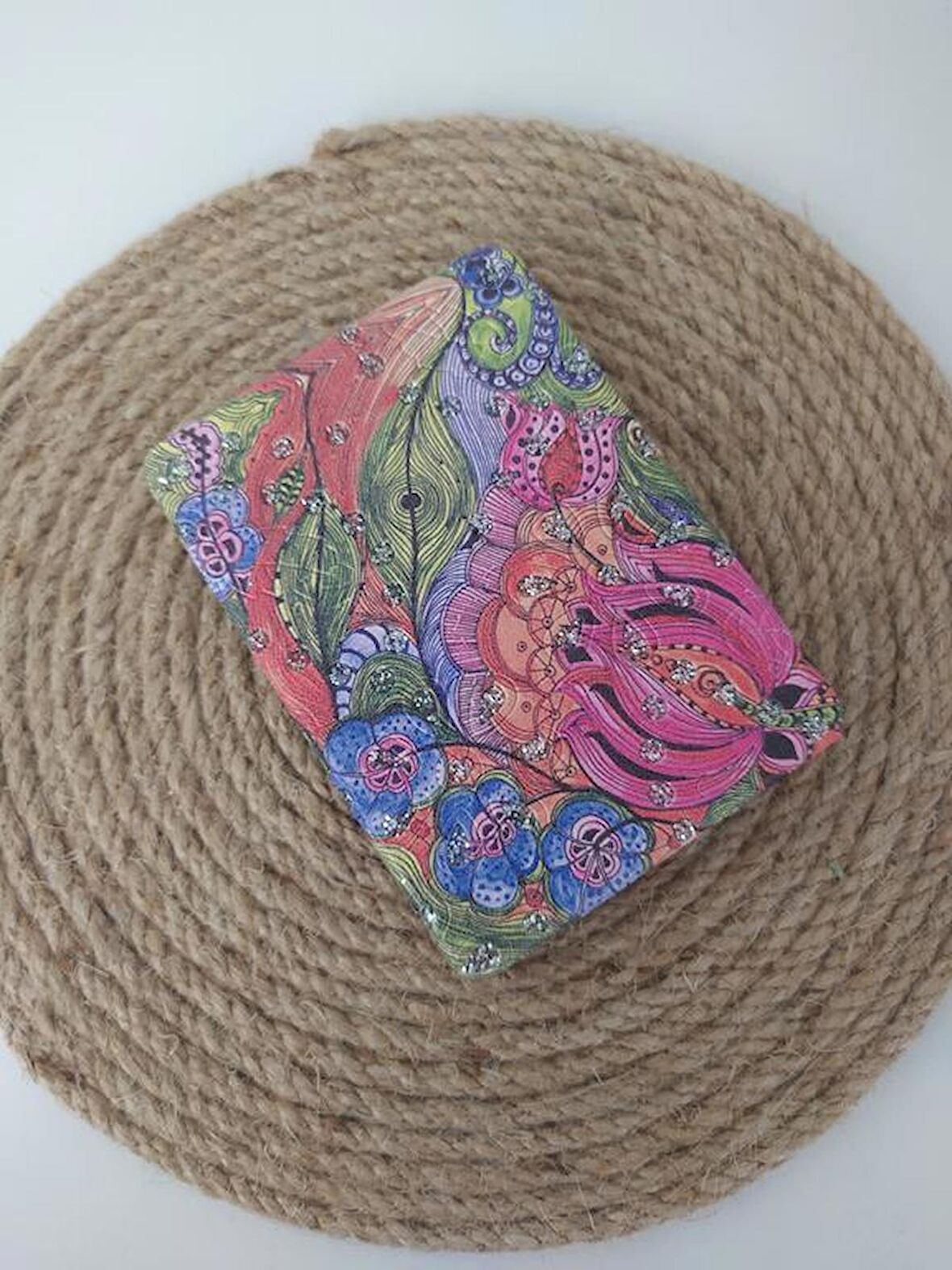 Ayna Cep Çanta Makyaj Aynası Büyüteç Desenli Dikdörtgen Ayna