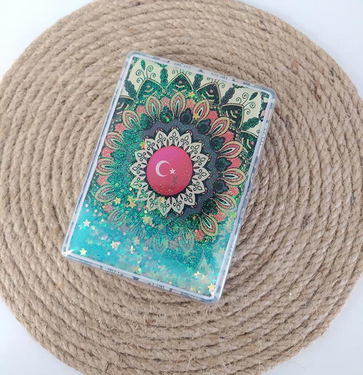 Ayna Cep Çanta Seyehat Aynası Sulu Pullu Makyaj Kozmetik Büyüteç Kompakt     