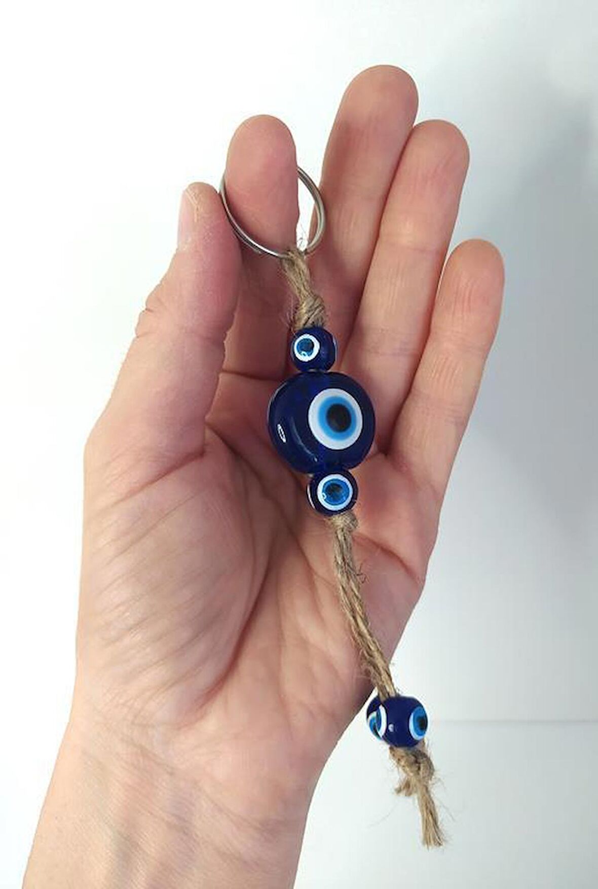 Anahtarlık Kötü Göz Kovucu Nazar Hand Made Hasır Mavi Nazarlık Çanta Araba Süsü 