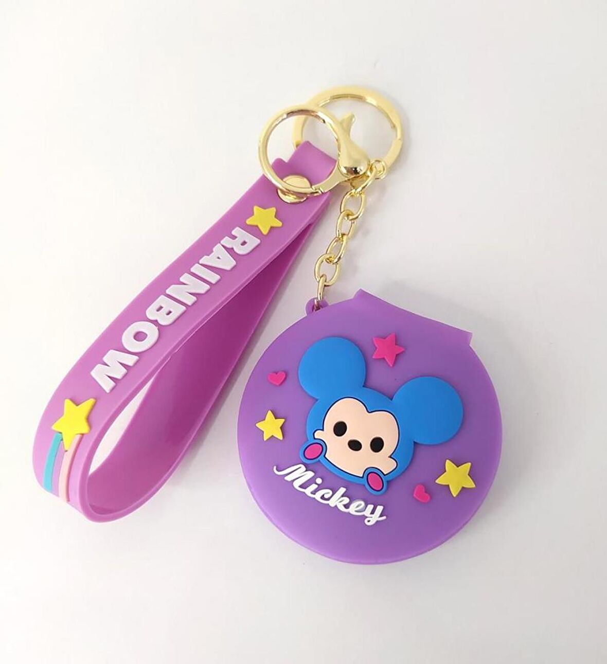 Anahtarlık Silikon Mickey Mouse Ayna Anahtarlık Çanta Süsü Karakter Figür Oyuncak 