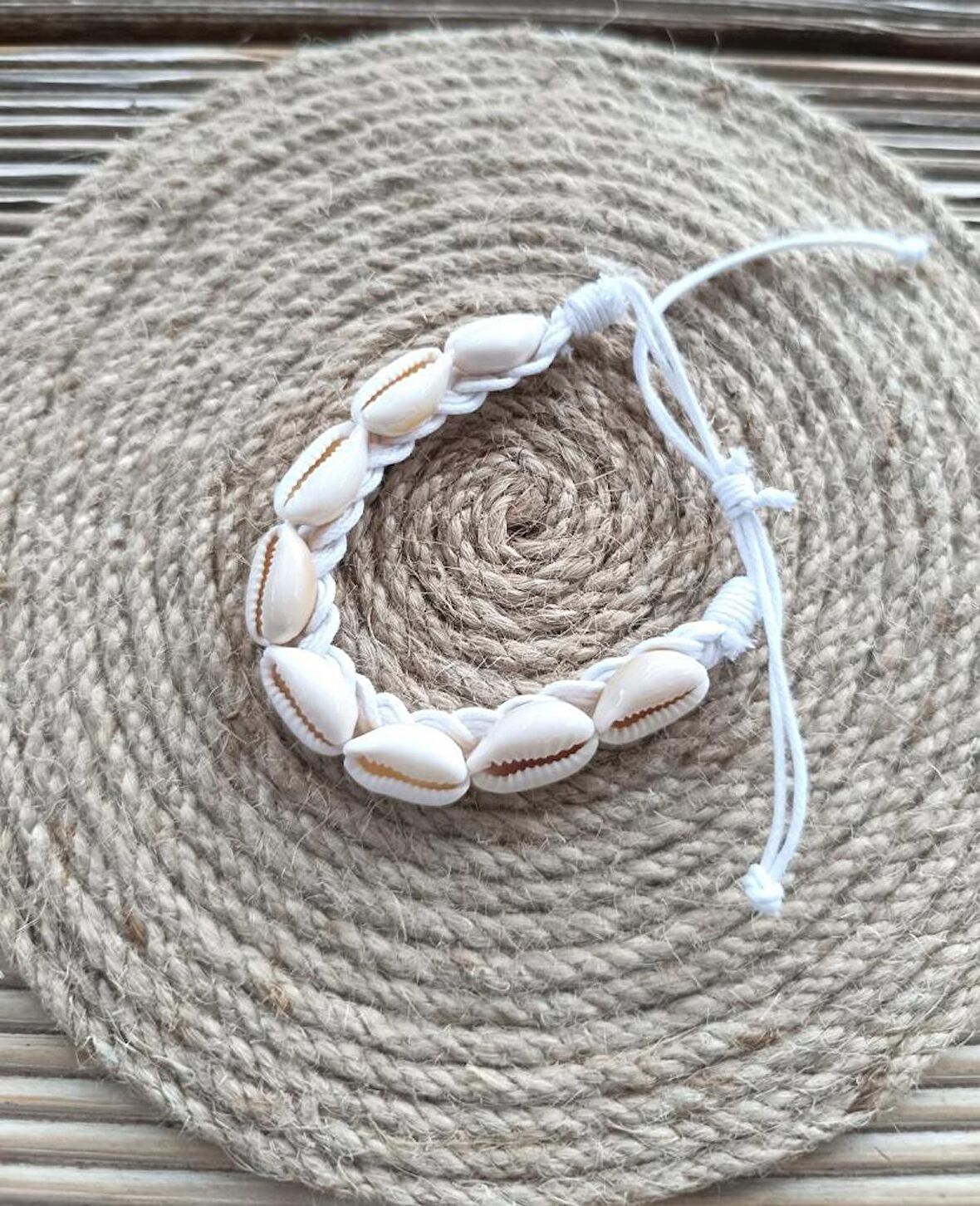 Bileklik Halhal Deniz Kabuğu Midye Plaj Dogum Günü Hediye Ayarlanabilir Makrome Örme İp Bileklik  Bijuteri Takı Aksesuar  