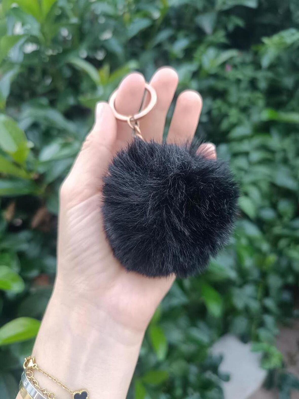 Anahtarlık Pon Pon Peluş Anahtarlık Çanta Süsü Siyah