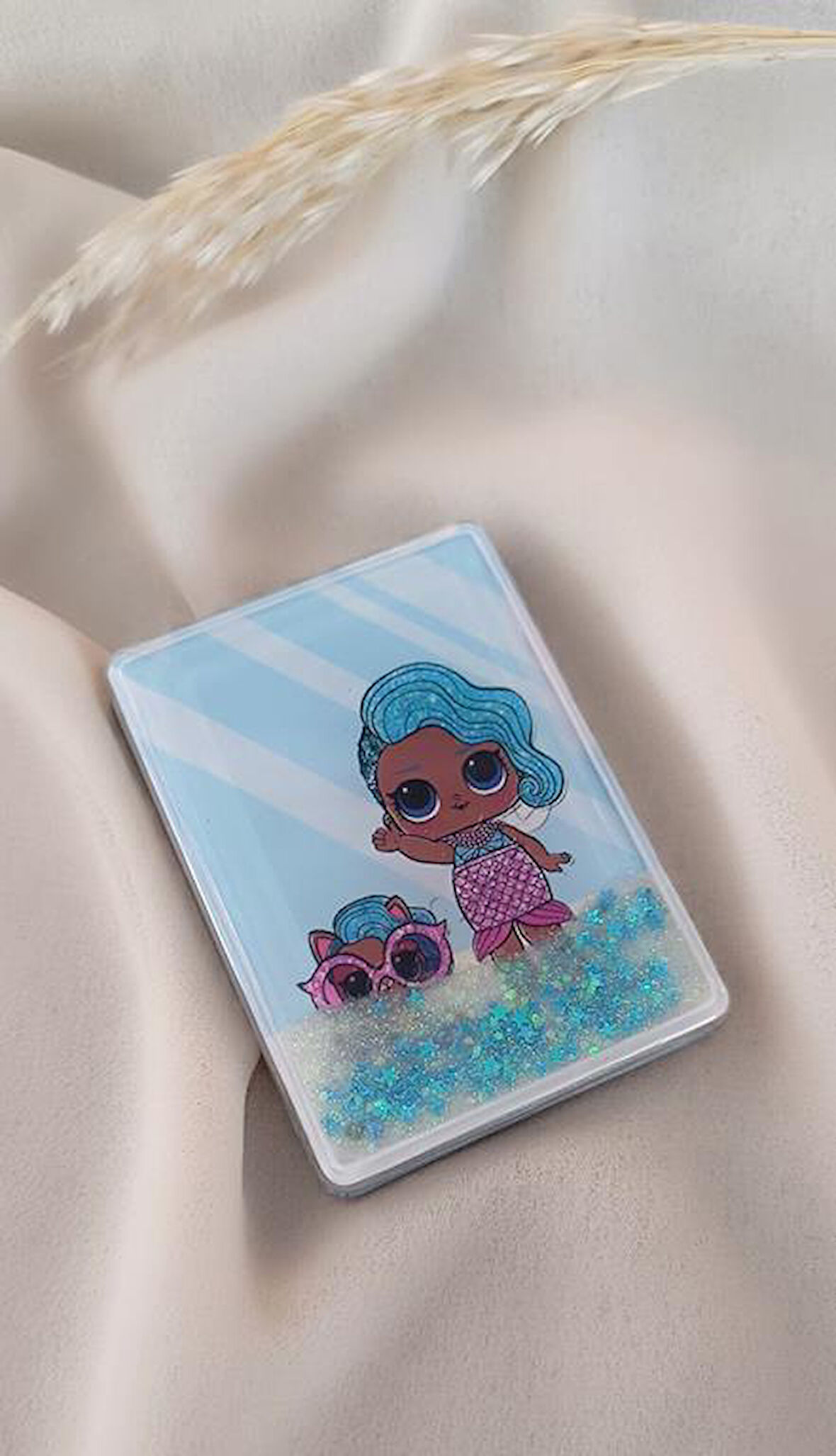 Ayna Makyaj Aynası Çanta Bebek Sulu Model Cep El Seyehat Taşınabilir Ayna Pullu Kozmetik 